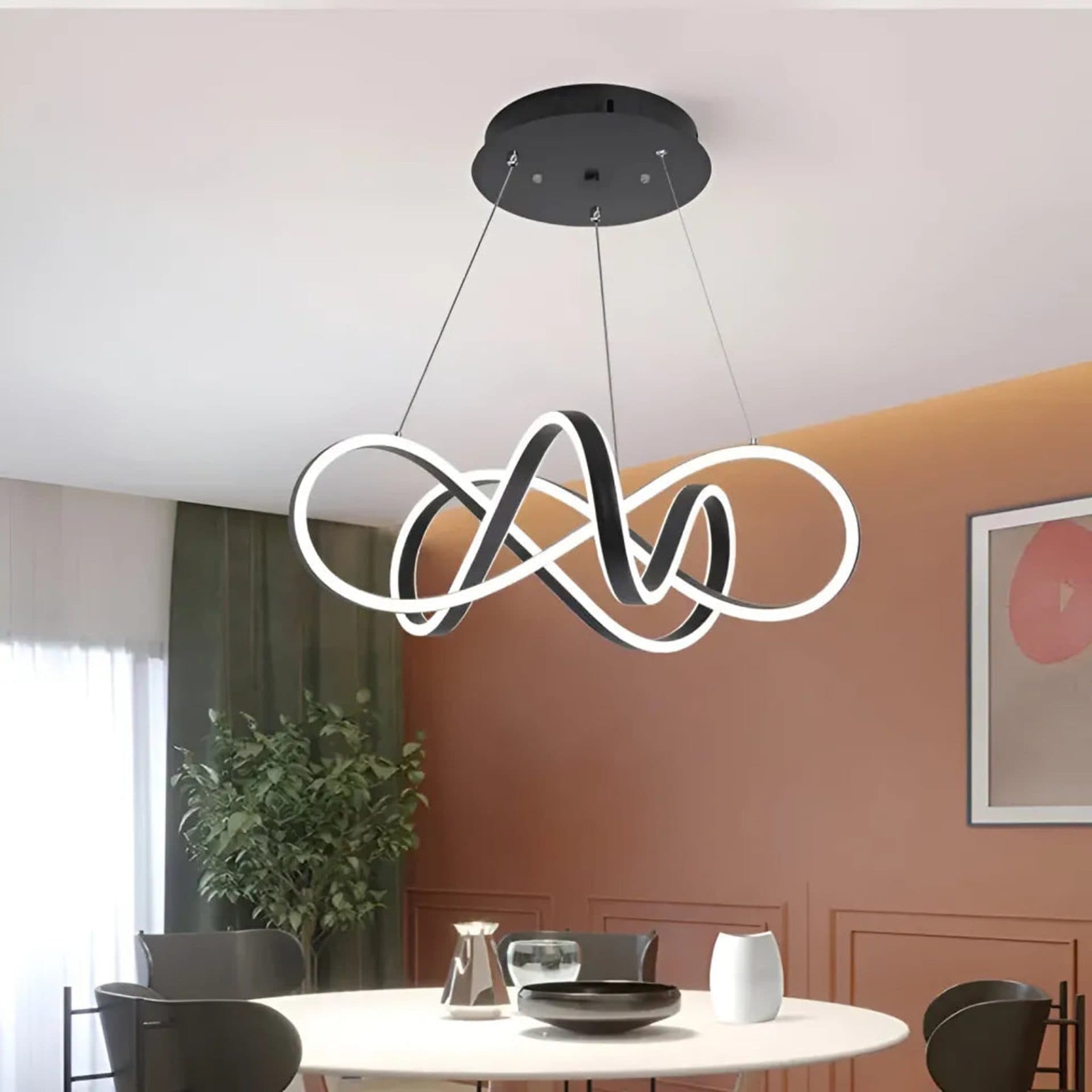 Lustra LED suspendata Flippy INFINITY HALO 69W, telecomanda, lumina Rece/Calda/Neutra, Dimabila, Negru, Inaltime Reglabila — imagine 1