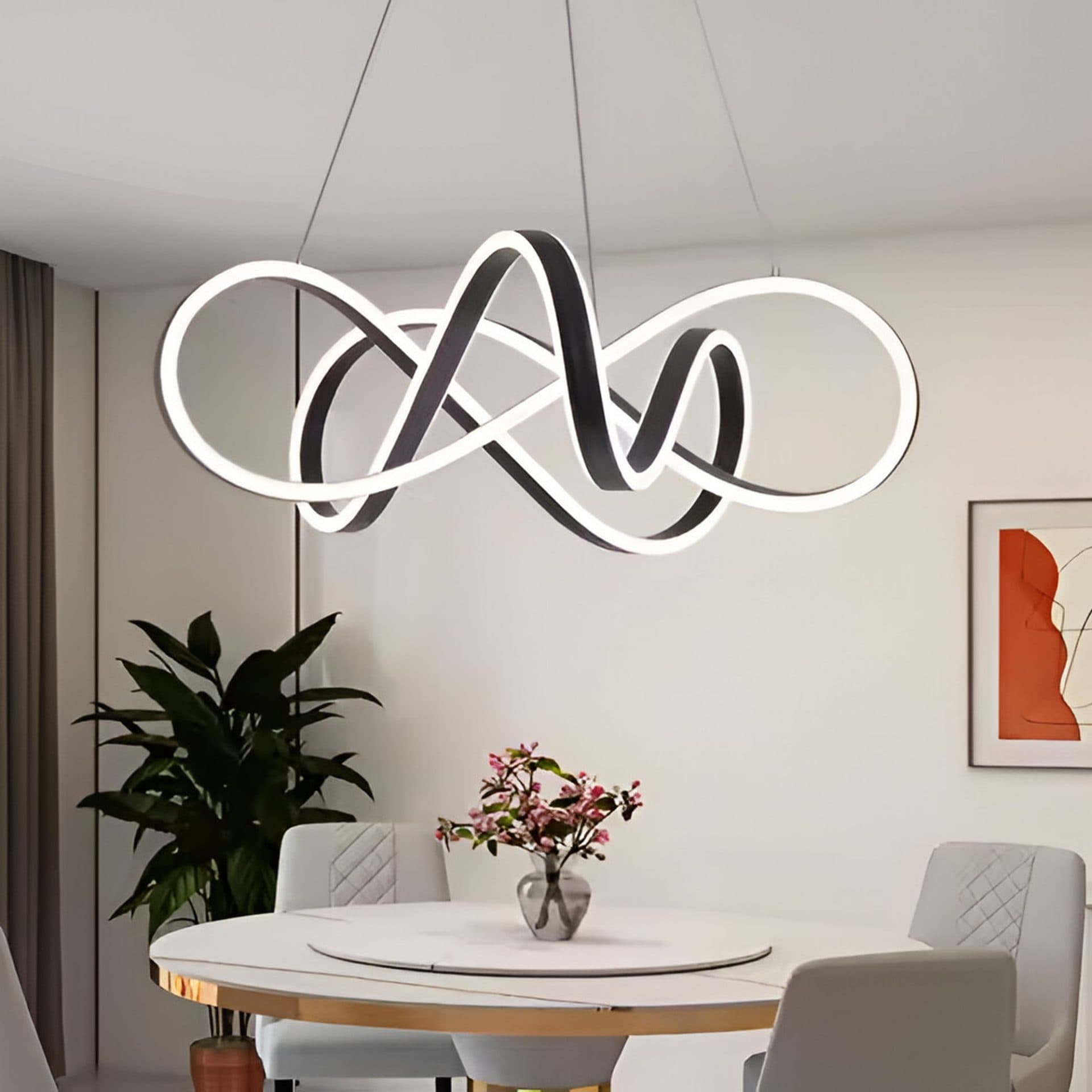 Lustra LED suspendata Flippy INFINITY HALO 69W, telecomanda, lumina Rece/Calda/Neutra, Dimabila, Negru, Inaltime Reglabila — imagine 2