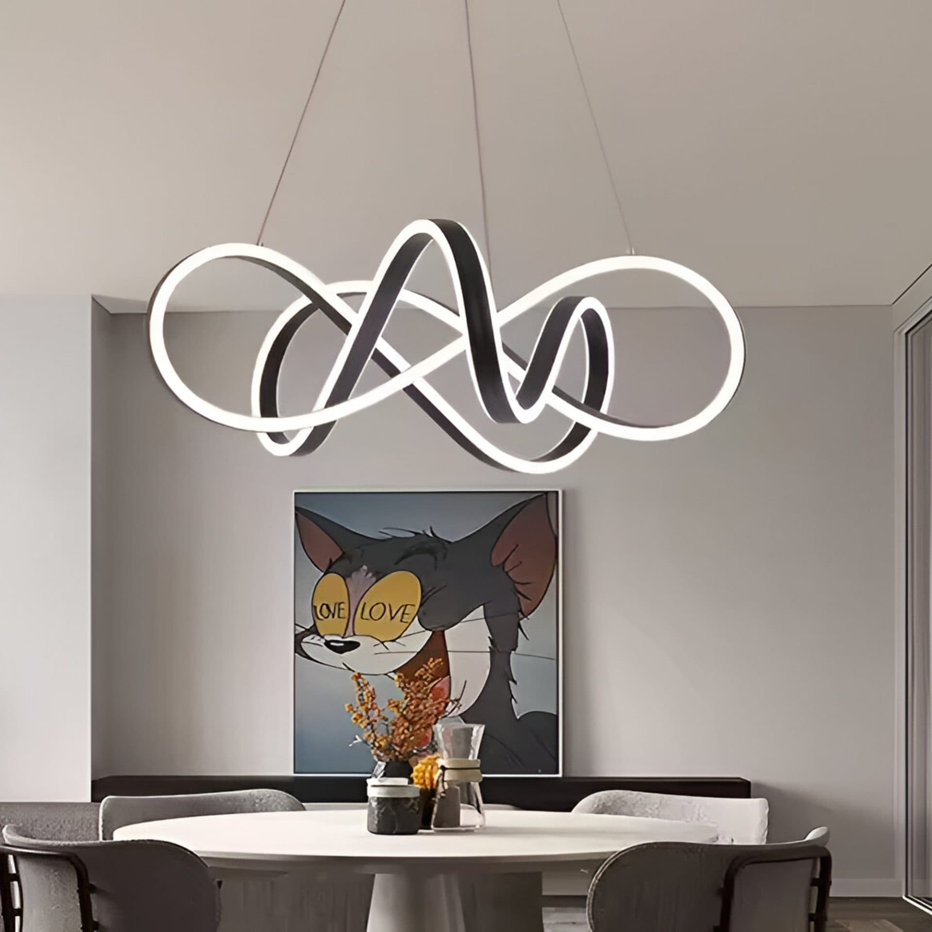 Lustra LED suspendata Flippy INFINITY HALO 69W, telecomanda, lumina Rece/Calda/Neutra, Dimabila, Negru, Inaltime Reglabila — imagine 3