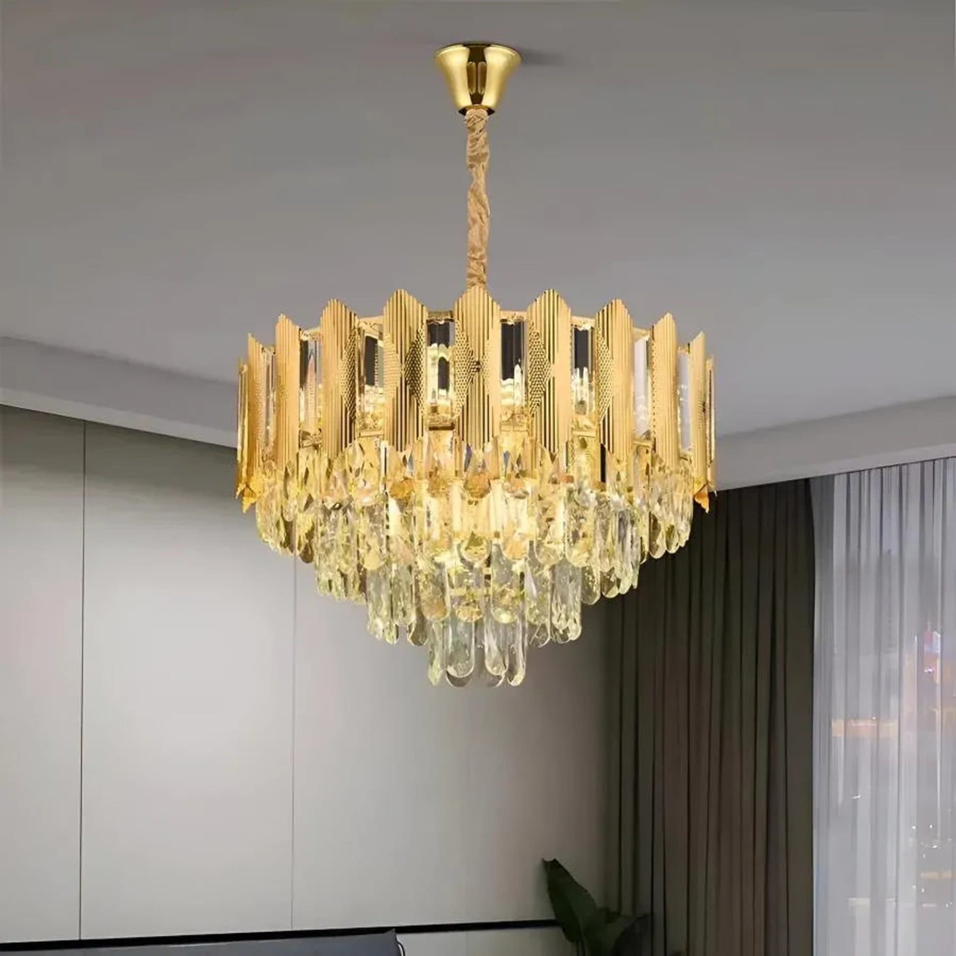 Candelabru Flippy Cristal Buckingham Eleganza 8x E14 Auriu Lucios — imagine 1