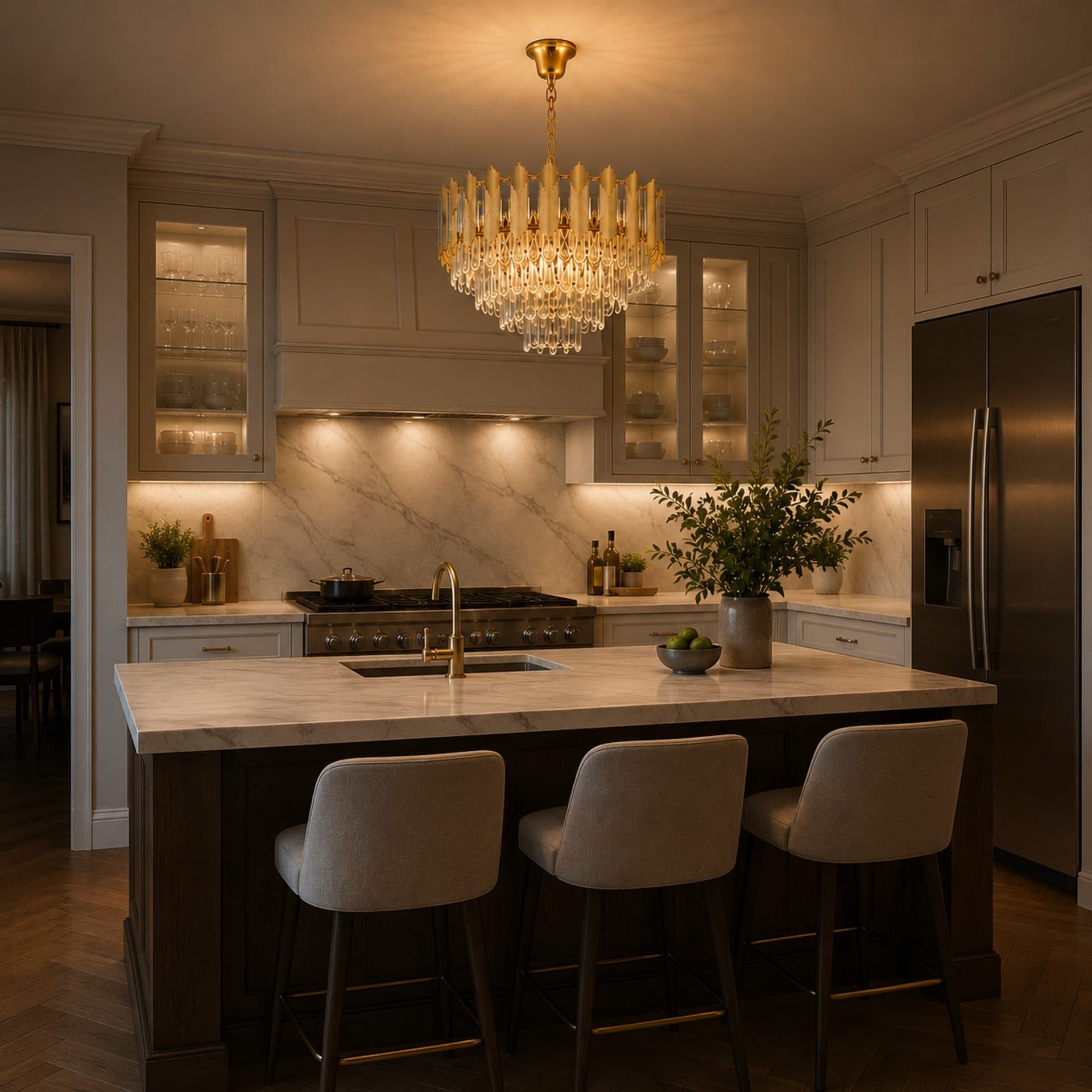 Candelabru Flippy Cristal Buckingham Eleganza 8x E14 Auriu Lucios — imagine 4