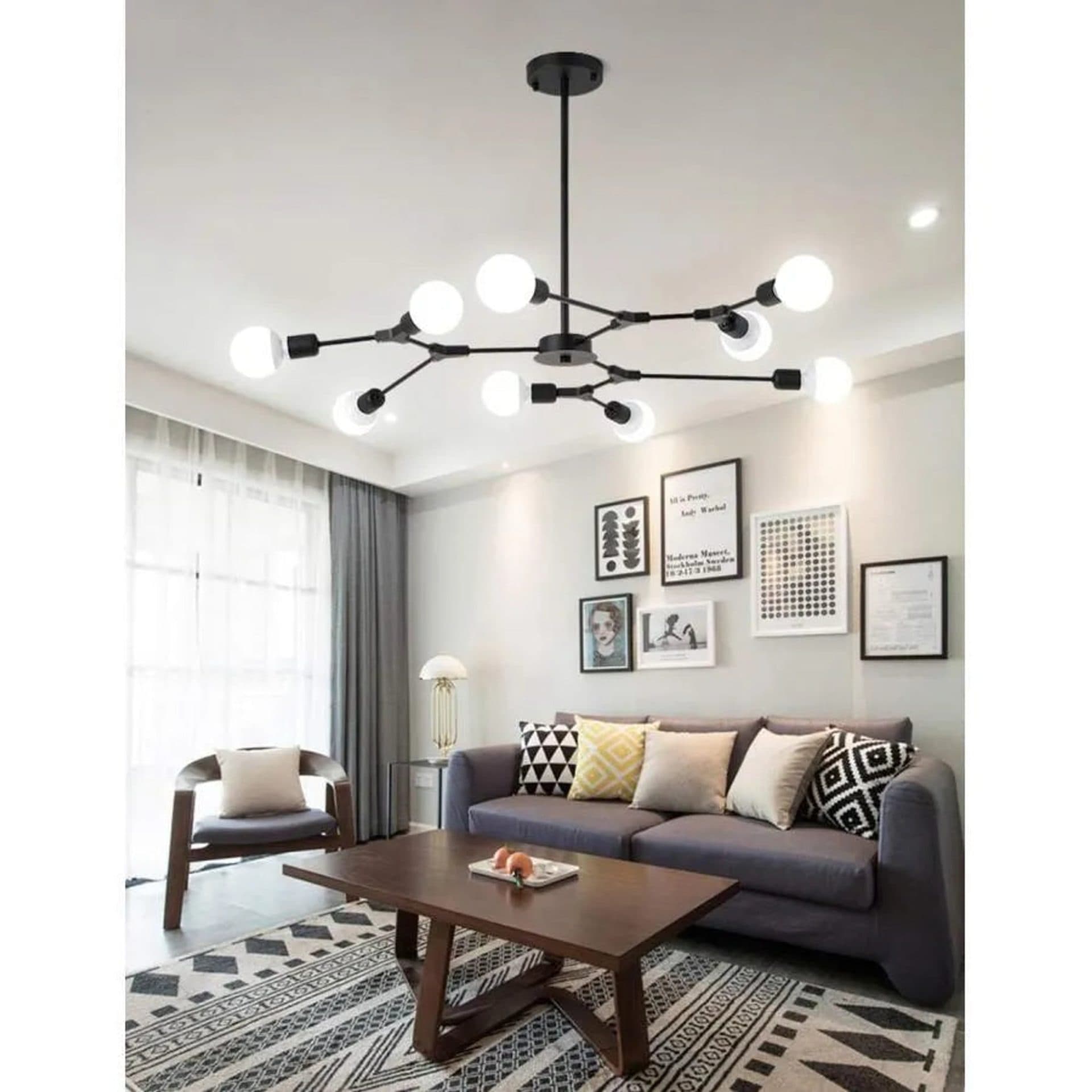 Lustra Flippy Architek Nona 9x E27 Negru Metal — imagine 2