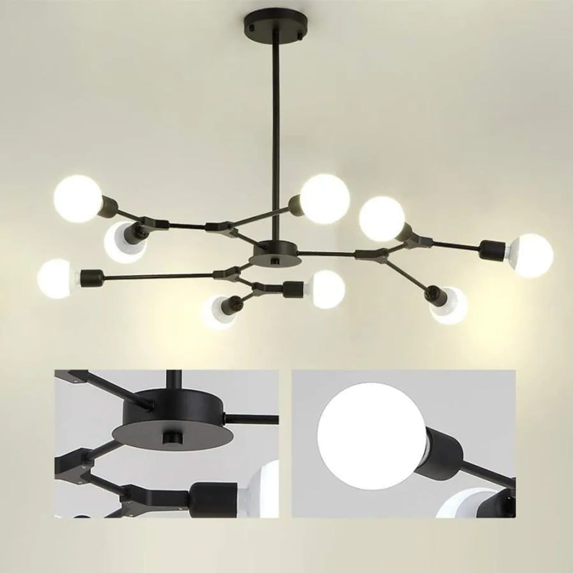 Lustra Flippy Architek Nona 9x E27 Negru Metal — imagine 3