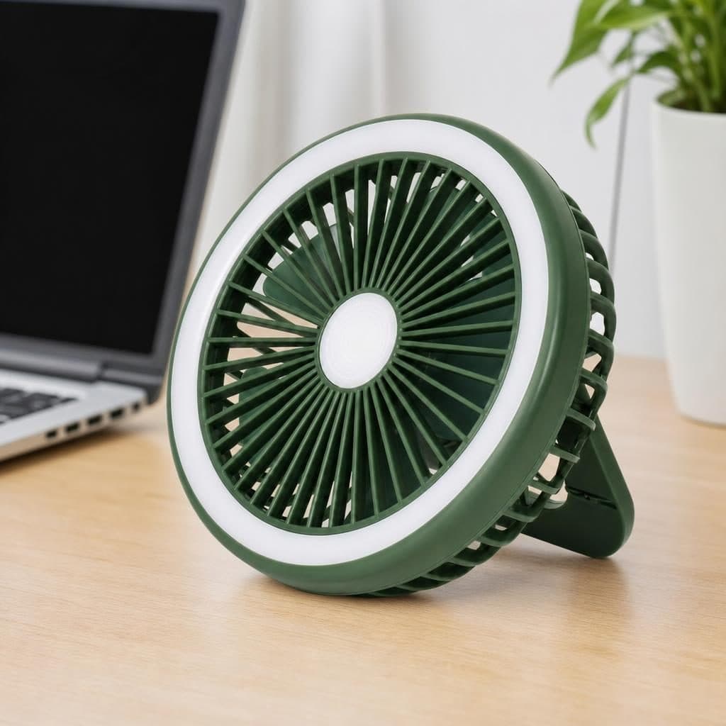 Ventilator de Masa Portabil, Flippy, USB, LED, Verde — imagine 4