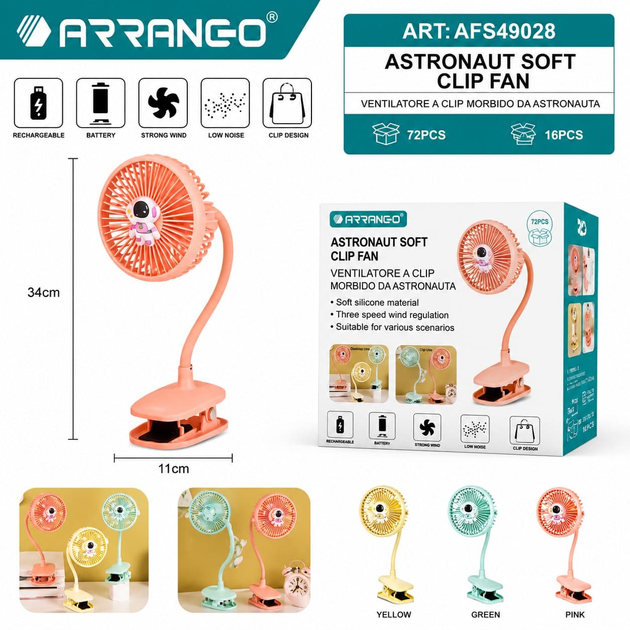 Ventilator Portabil Flippy Design Astronaut Roz — imagine 2