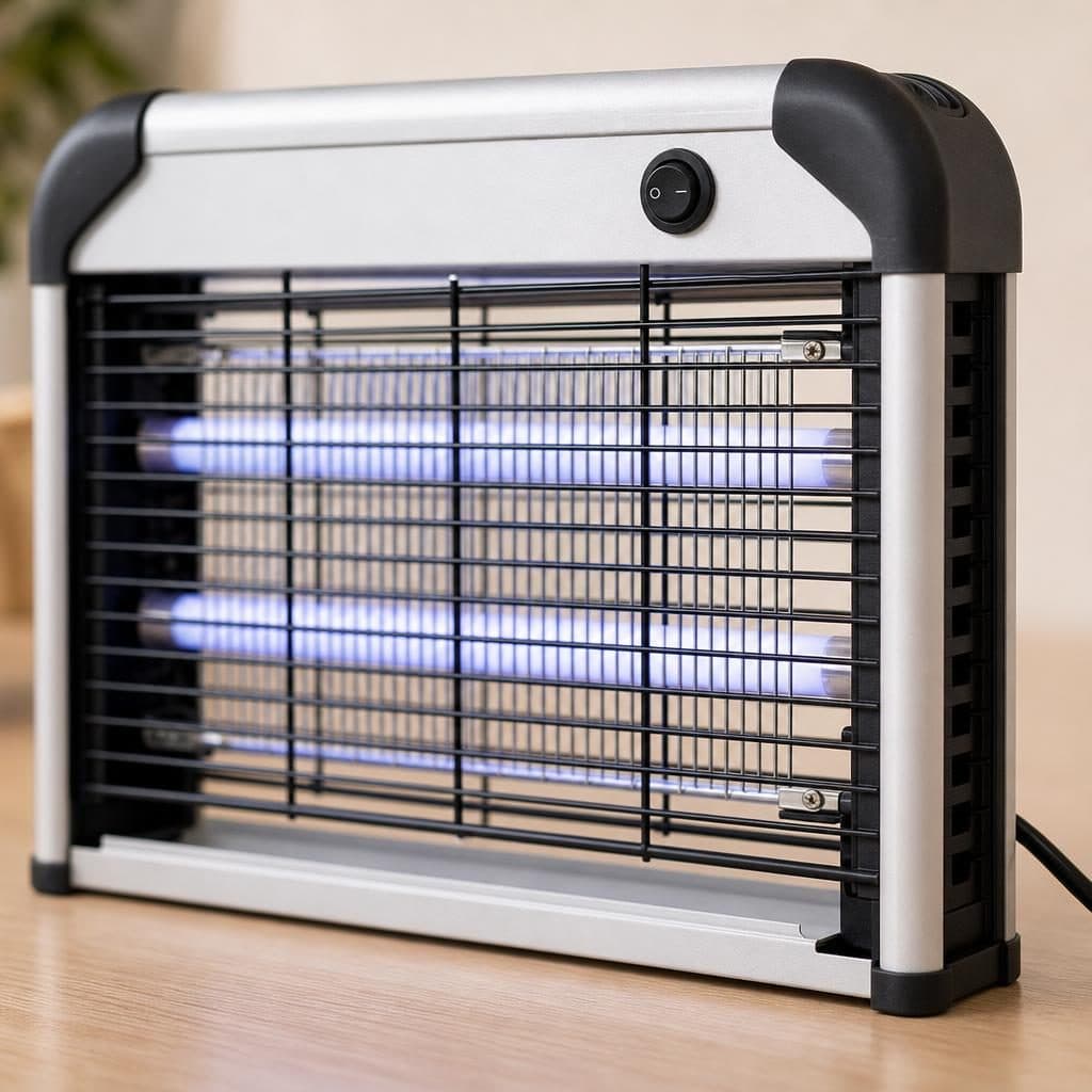 Lampa Electrica Anti-Tantari Flippy cu 2 Tuburi UV Grila de Protectie si Tava Colectoare 12 W Alb si Negru — imagine 4