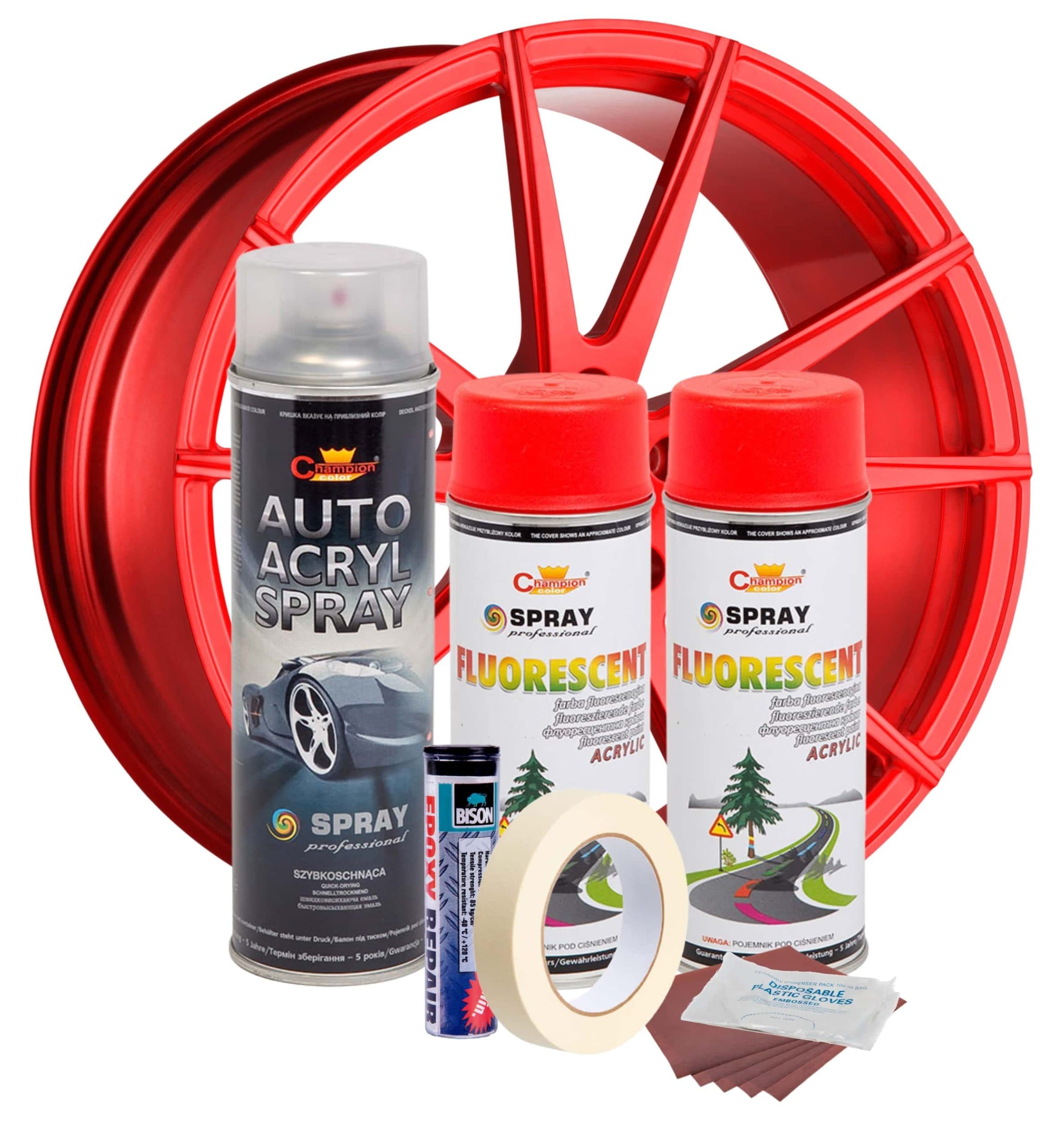Kit reparatie jante AVEX.ro Culoare Rosu Fluorescent V2 — imagine 2
