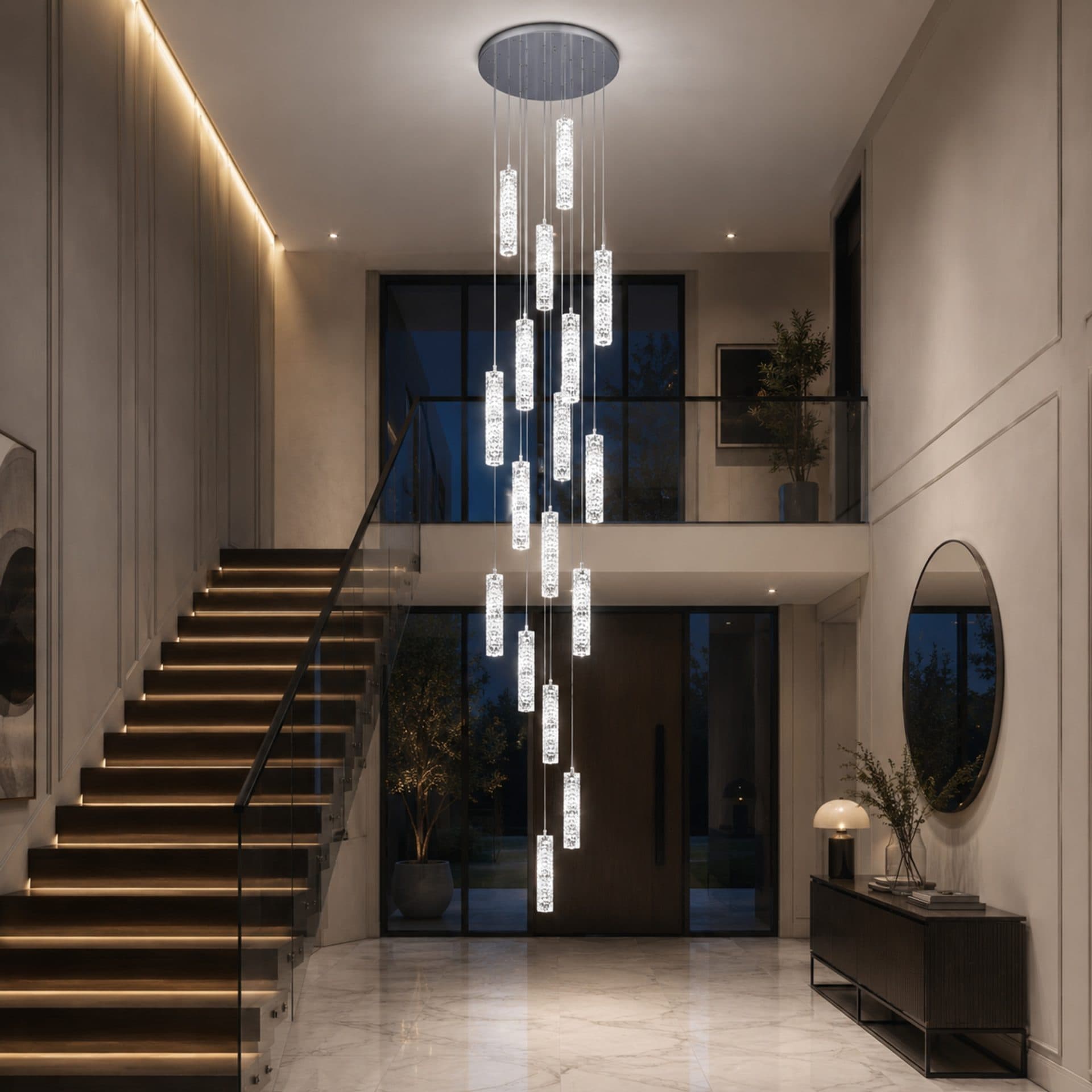 Candelabru LED Cristal 82W Crom Flippy — imagine 1