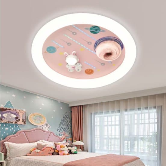Lustra LED Flippy Constellation 63W, diametru 50cm, telecomanda, Roz — imagine 6