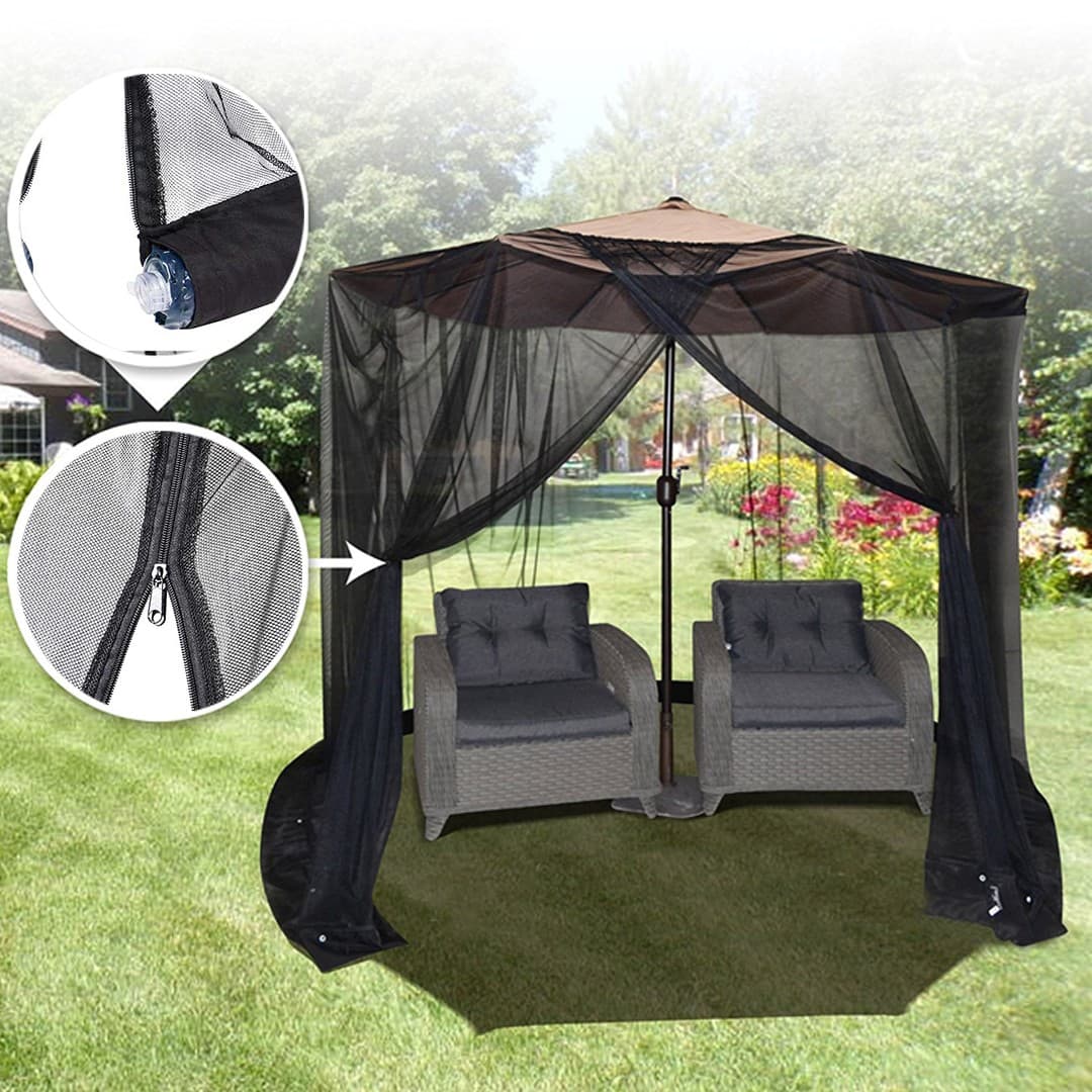Plasa anti-tantari si insecte Flippy pentru umbrela de soare, 2.3m x 3m, negru — imagine 2