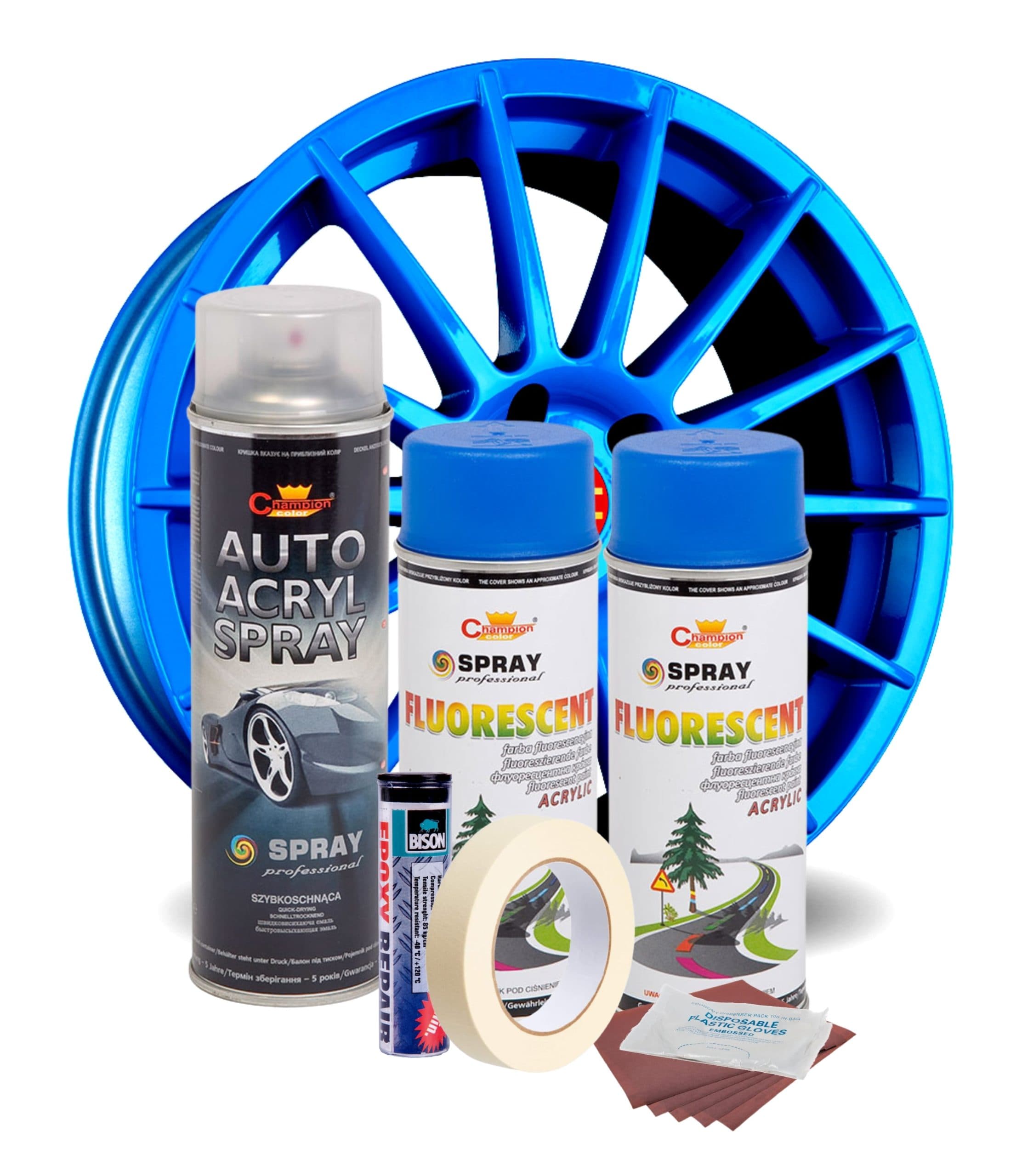 Kit reparatie si vopsire jante AVEX.ro Albastru Fluorescent — imagine 2