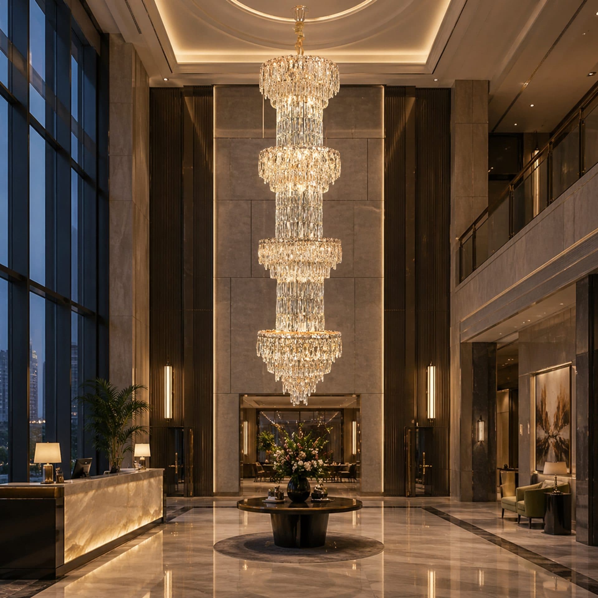Candelabru Flippy Cristal IMPERIUM 45xE14, D55 cm, Auriu, Inaltime Reglabila, Metal si Cristal — imagine 4