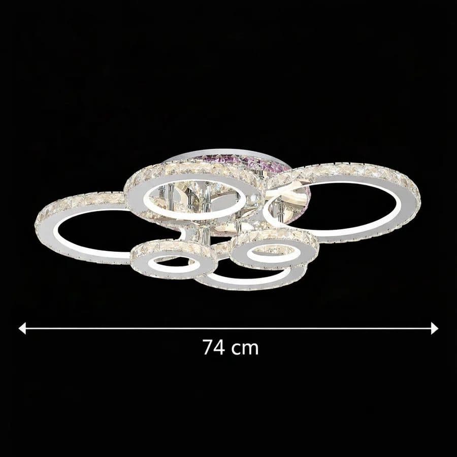 Lustra LED Flippy Rotonda RGB 144W, 6 Cercuri, Telecomanda, Crom Lucios — imagine 5