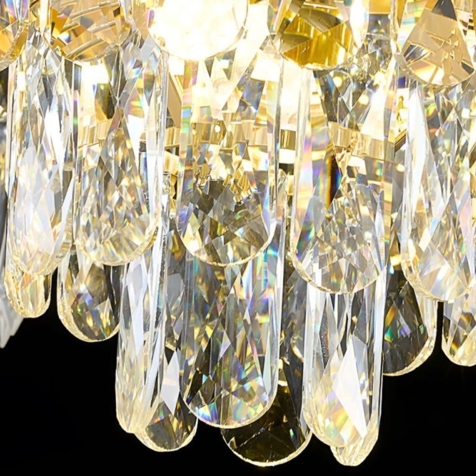 Candelabru Flippy Cristal 9xE14, D68cm, Auriu Lucios — imagine 3