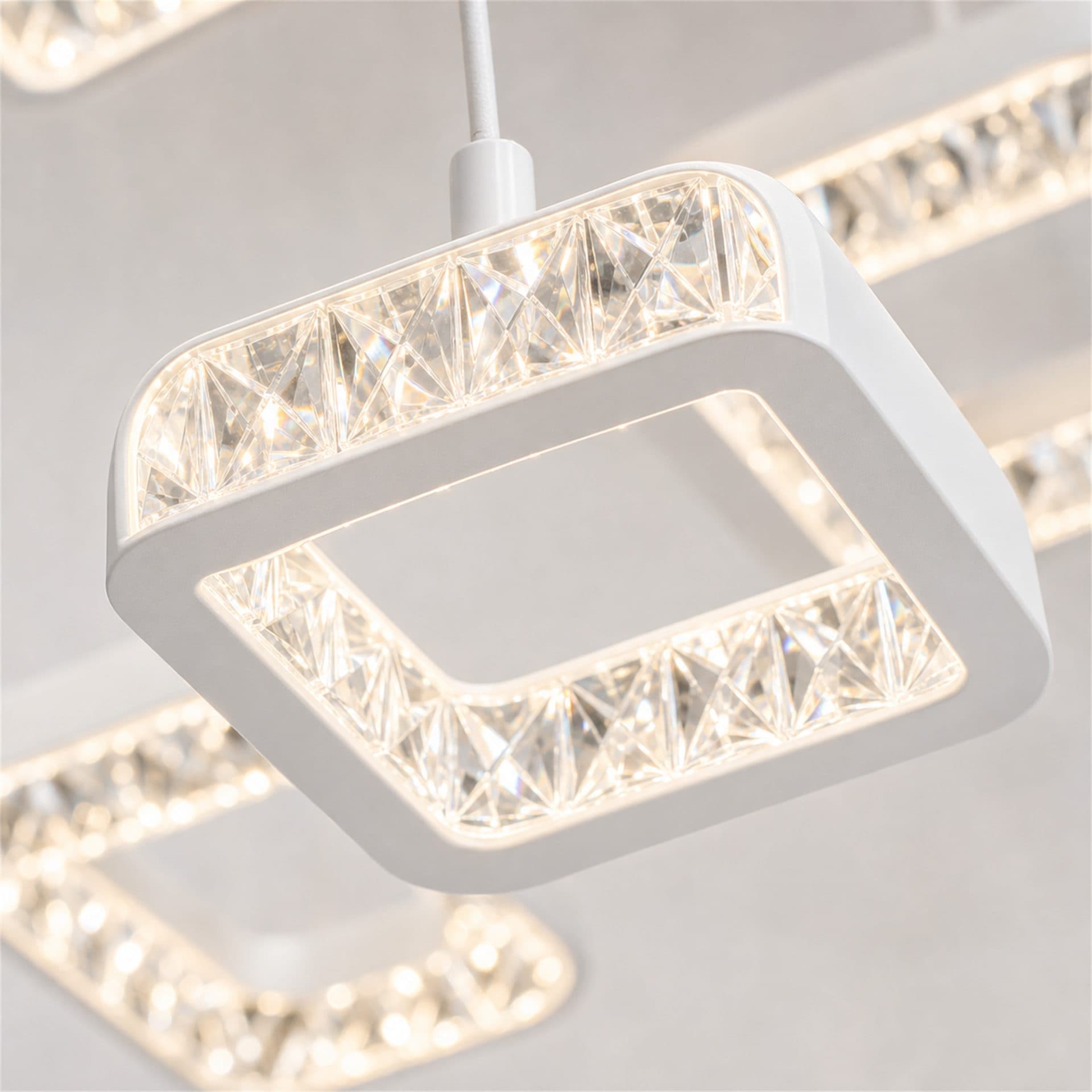 Lustra LED Flippy Eleganza 72W, telecomanda, cristal, Alb — imagine 4