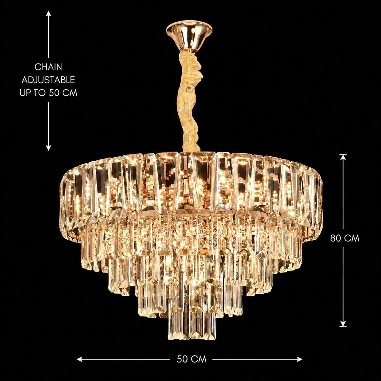Candelabru Flippy Cristal VALMONT Eleganza 8x E14 D50 cm Auriu — imagine 8