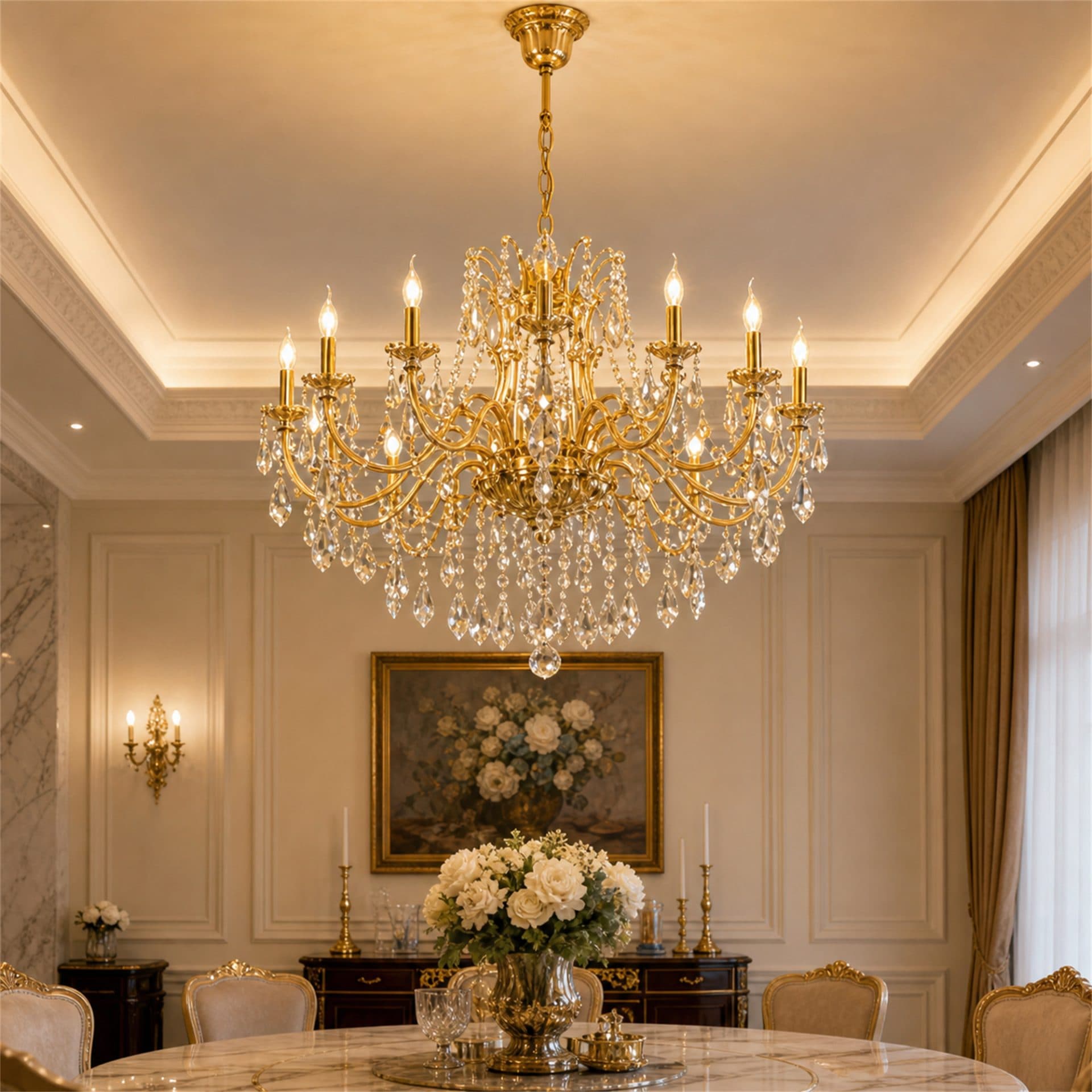 Candelabru Flippy Cristal NUVOLA Magno 15xE14 Diametru 60 cm Auriu — imagine 2