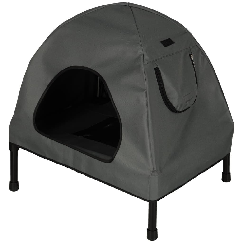 Pat tip cusca pentru caini si pisici, cadru metalic negru si panza gri, 60 x 54 x 44 cm — imagine 3