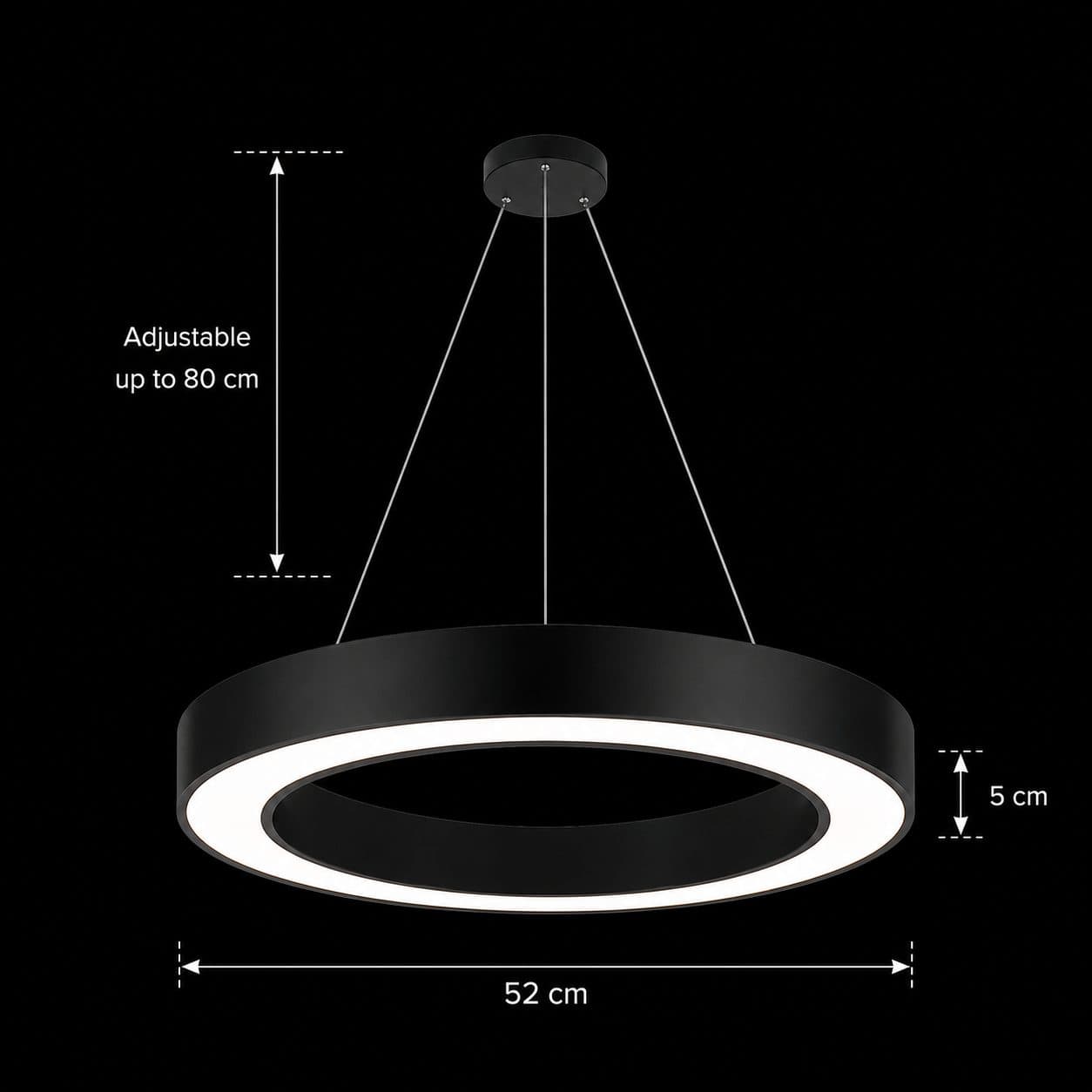 Lustra LED suspendata Flippy D52cm 25W Inaltime Reglabila Lumina Rece Negru Metal si Acril — imagine 12