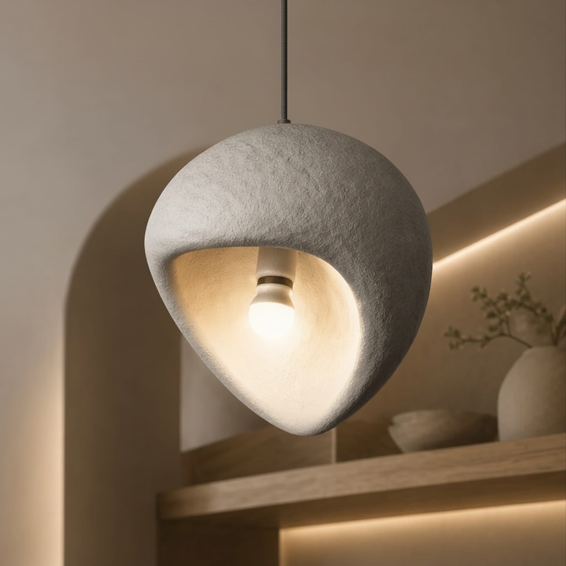 Lustra Flippy Moderna AERA 30 cm Suspendata Gri Metal si Spuma Inaltime Reglabila 1 X E27 — imagine 4