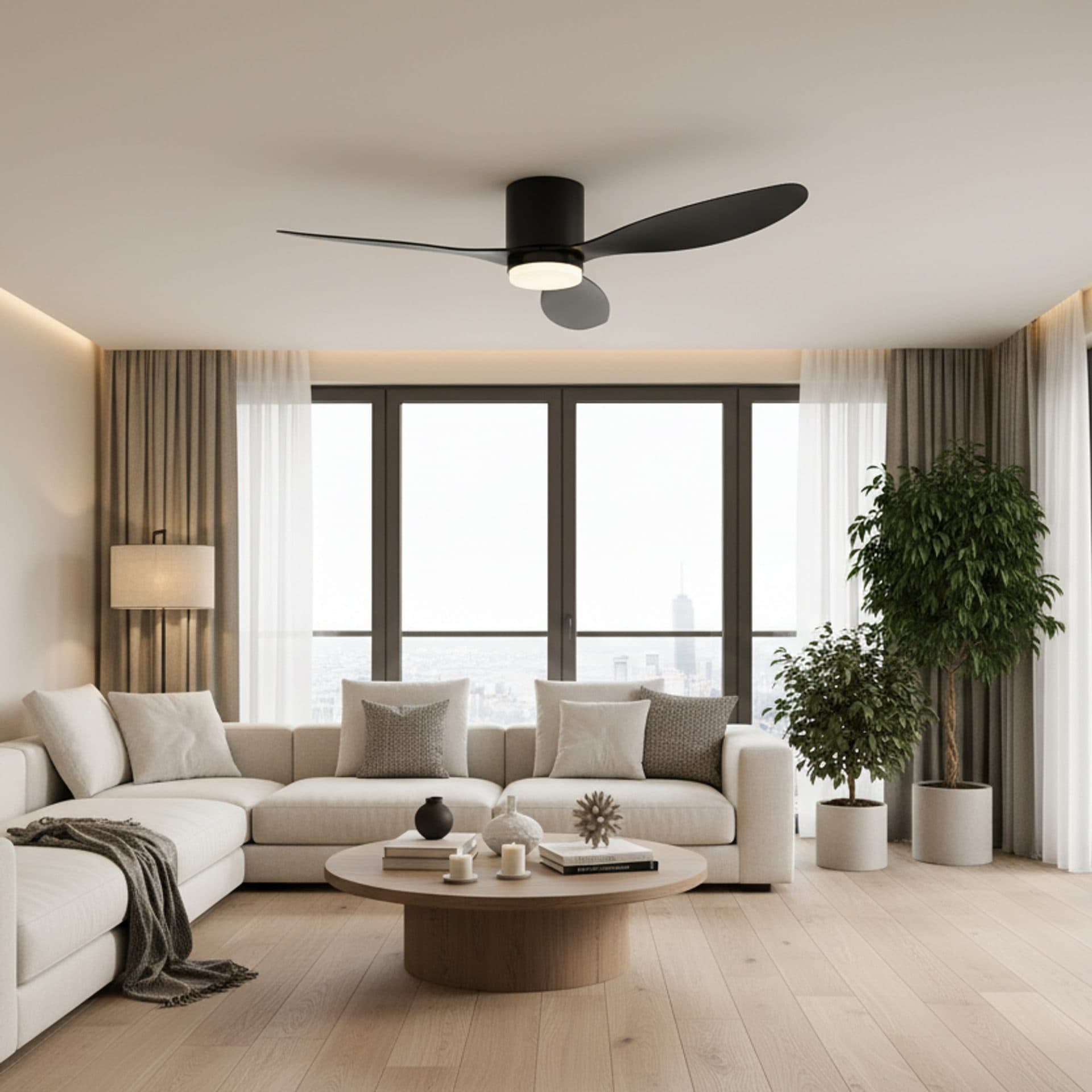 Lustra LED Ventilator Flippy 21W D80cm Telecomanda Negru — imagine 3