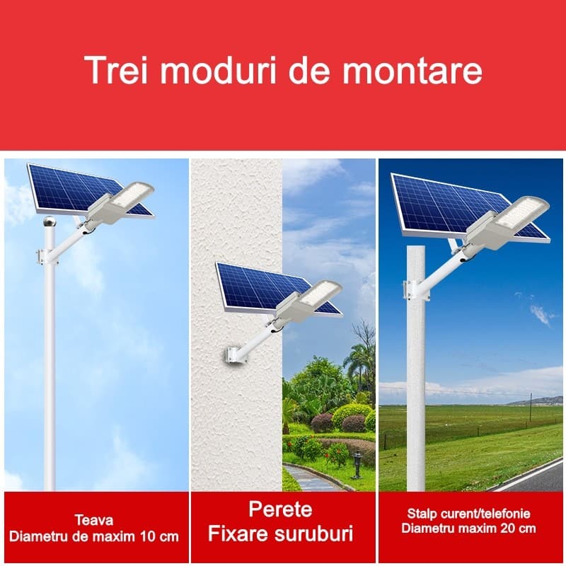 Lampa solara stradala Flippy, 200W, 2250 lm, IP65 — imagine 9