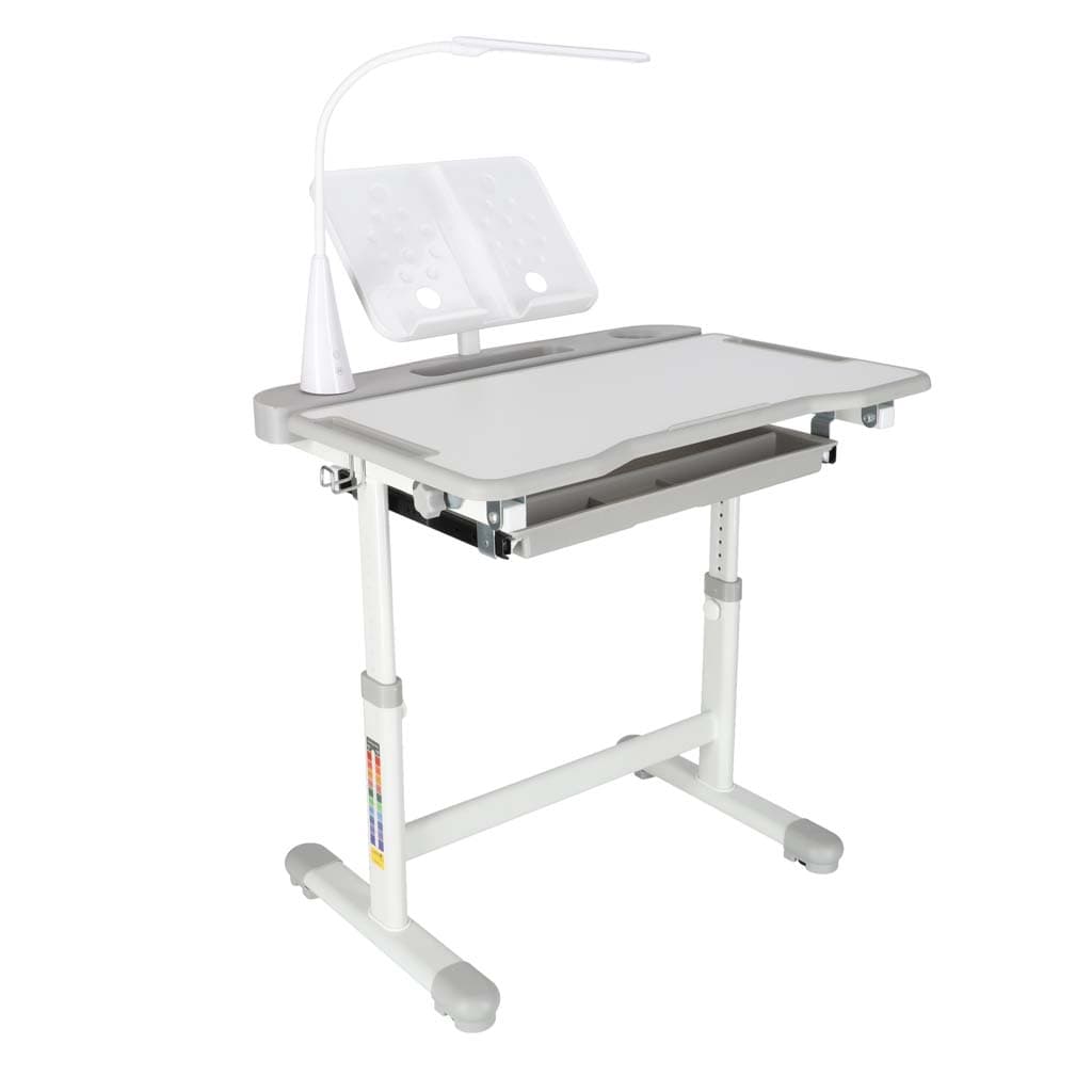 Set birou reglabil cu scaun ergonomic IKONKA, gri/alb, 70 x 51 cm — imagine 7