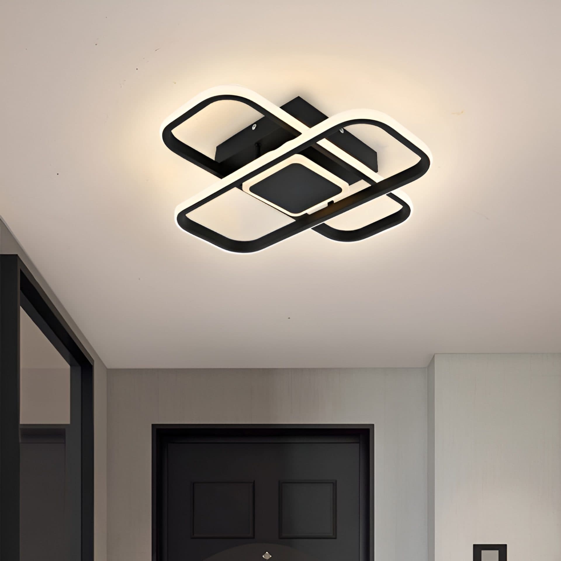 Lustra LED Flippy VECTOR QUAD 52W, telecomanda, lumina Rece/Calda/Neutra, Dimabila, Negru — imagine 1