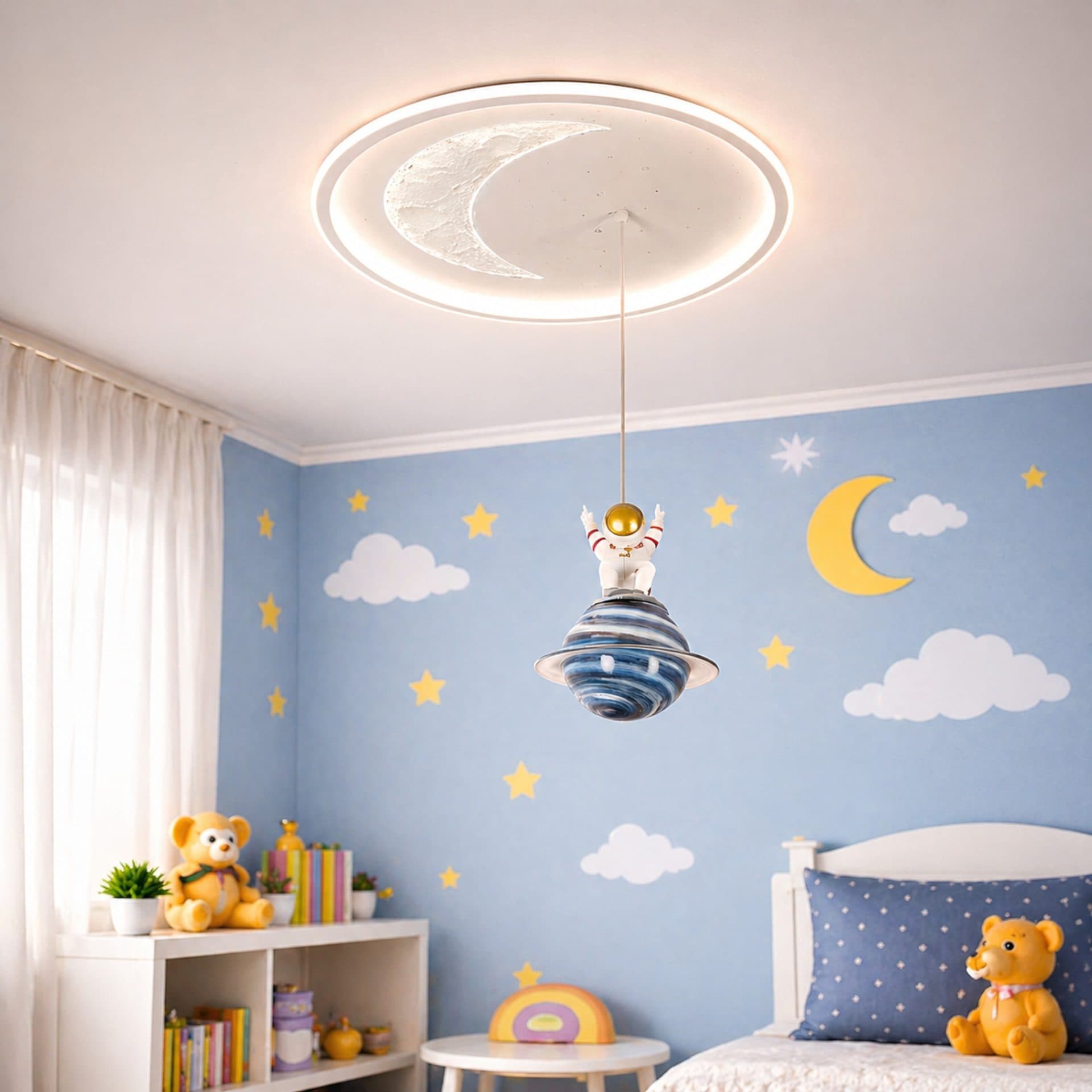 Lustra LED Flippy Astronaut 80W, lumina Rece/Calda/Neutra, Alb — imagine 1