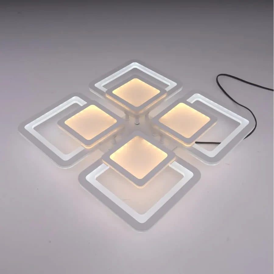 Lustra LED 96W 4 Patrate Flippy Alb Mat — imagine 2