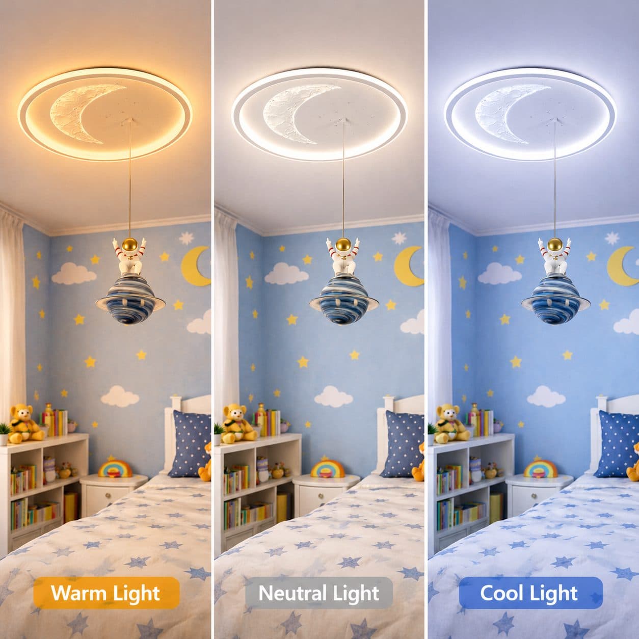 Lustra LED Flippy Astronaut 80W, lumina Rece/Calda/Neutra, Alb — imagine 7
