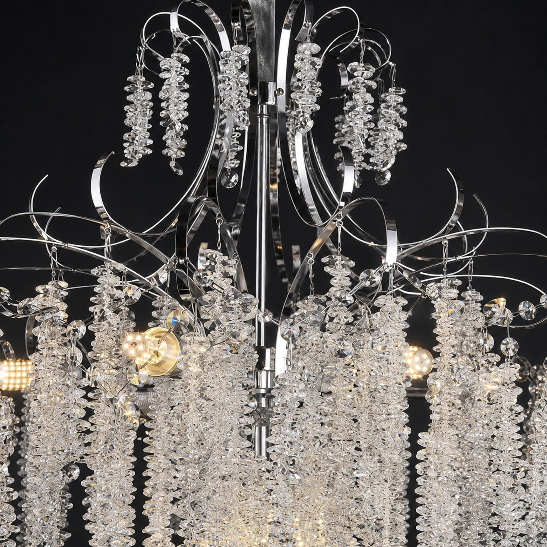 Candelabru Flippy Cristal PUBU Eleganza, 5x E14, Diametru 50cm, Crom — imagine 11