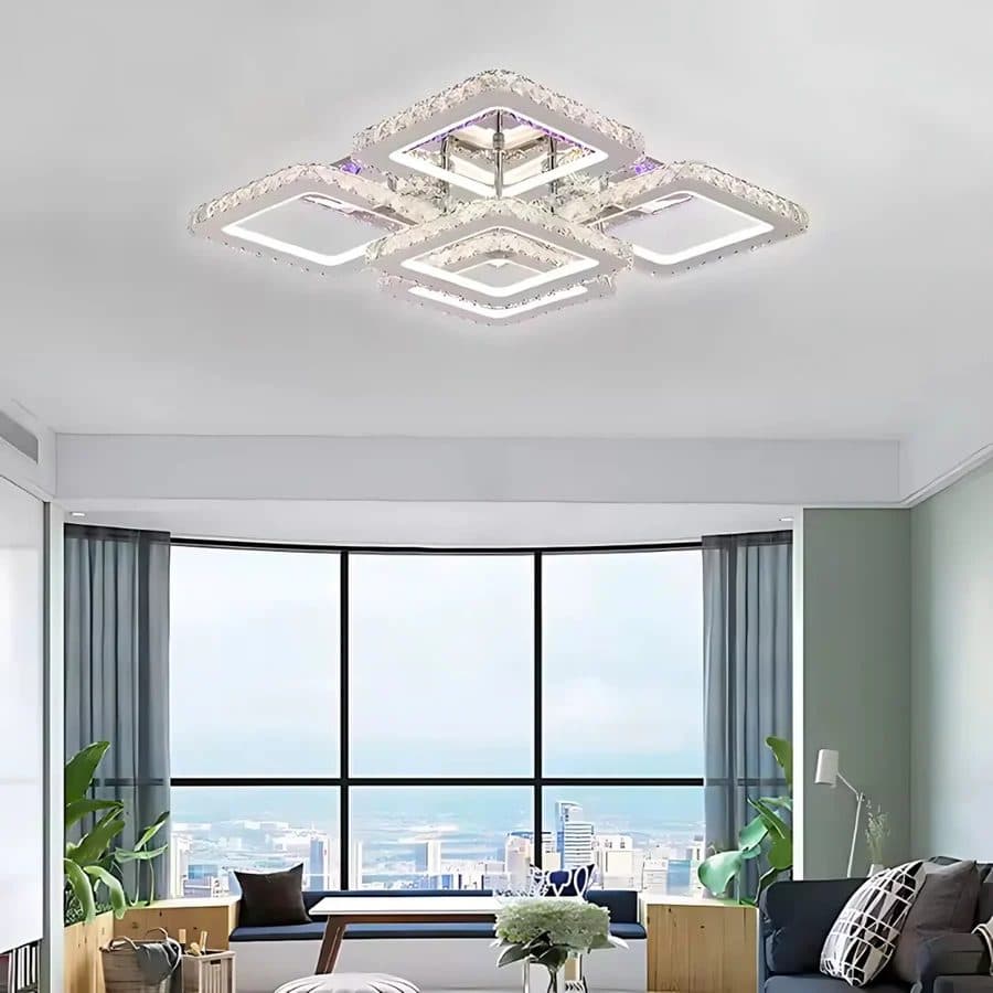 Lustra LED Flippy cu telecomanda cristal RGB 143W 5 Patrate — imagine 3