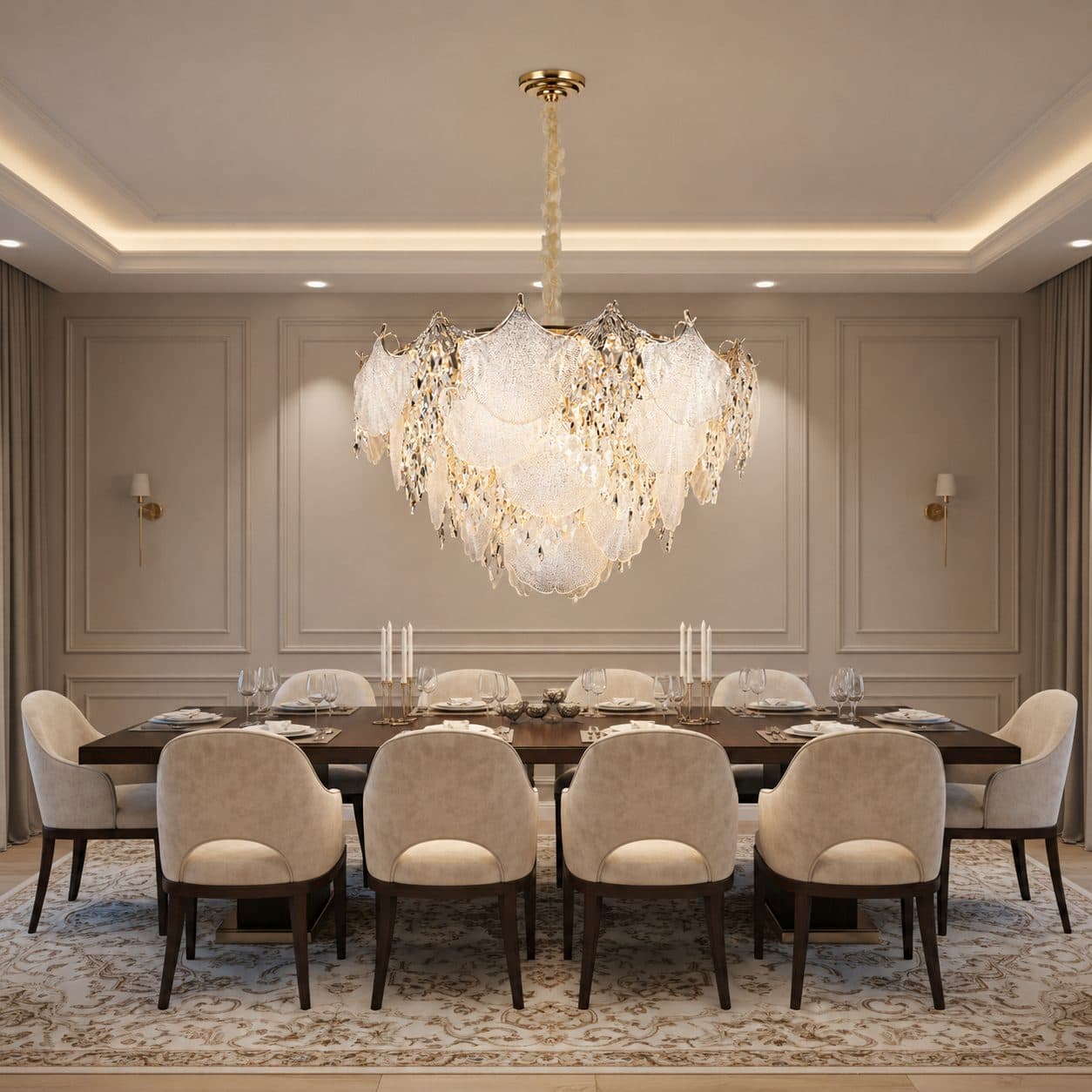 Candelabru Flippy Cristal LUXE Regalis 21xE14 Auriu Lucios Inaltime Reglabila — imagine 7