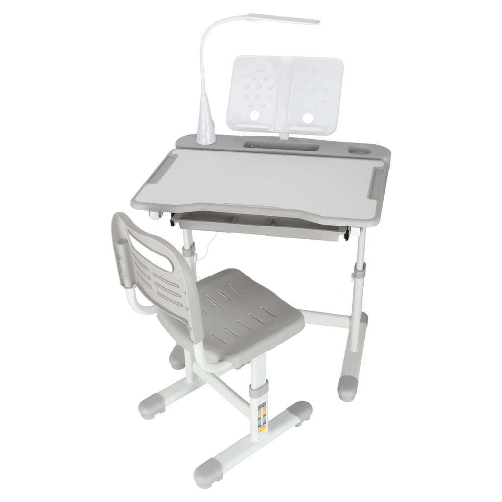 Set birou reglabil cu scaun ergonomic IKONKA, gri/alb, 70 x 51 cm — imagine 3