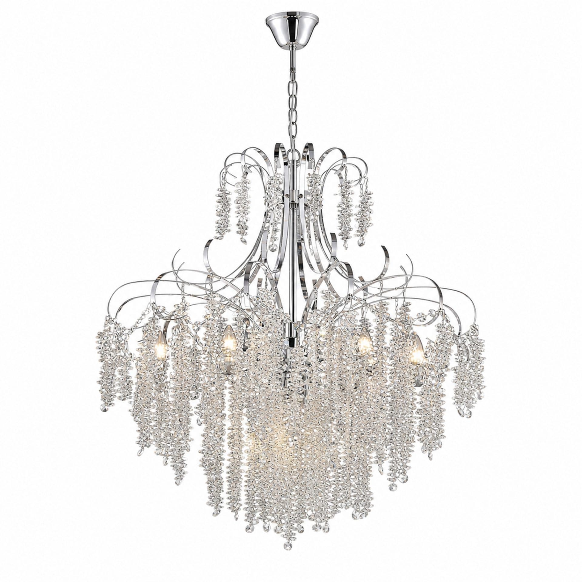 Candelabru Flippy Cristal PUBU Eleganza, 5x E14, Diametru 50cm, Crom — imagine 10