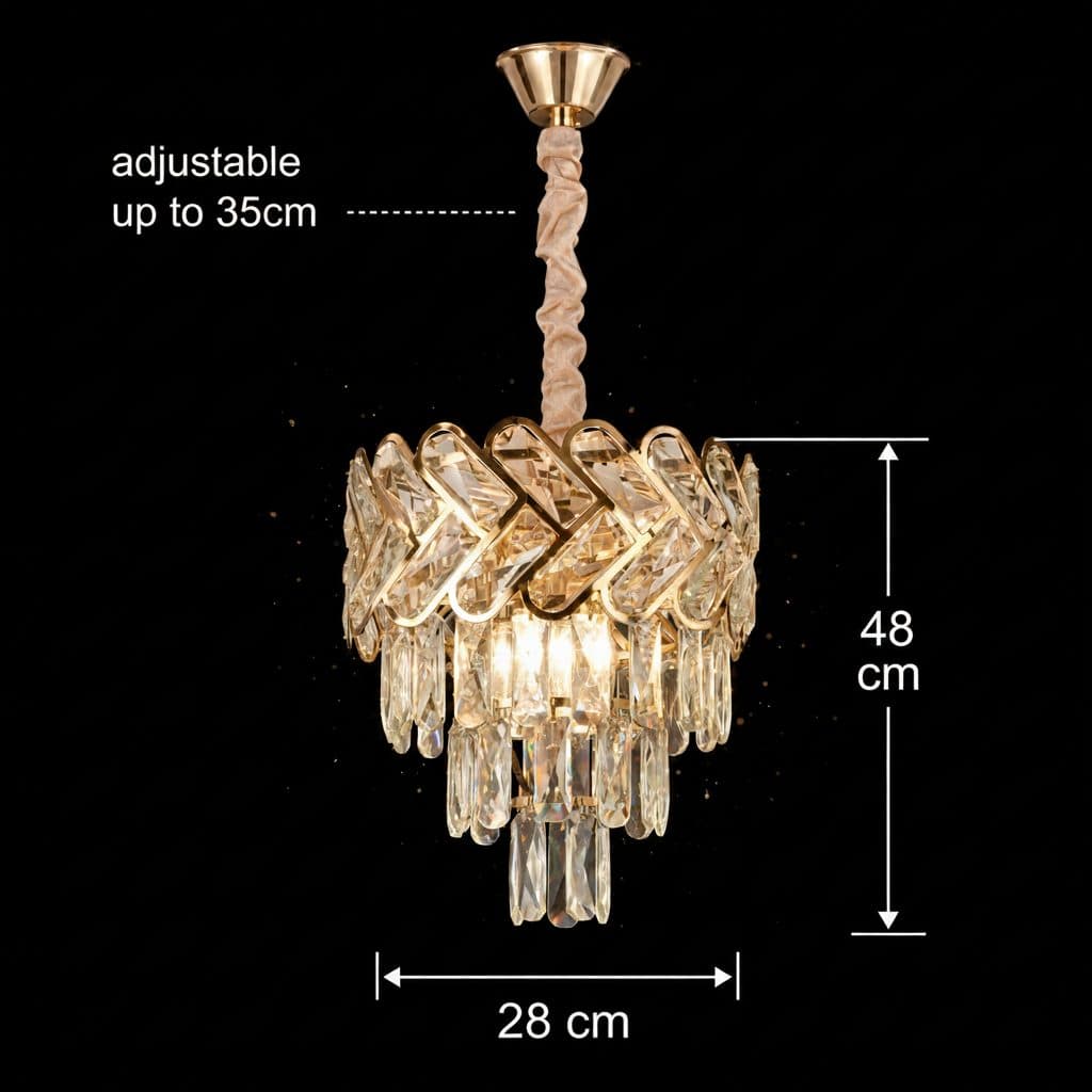 Candelabru Flippy VECTOR Petito Cristal 3x E14 Diametru 28cm Auriu Lucios — imagine 9