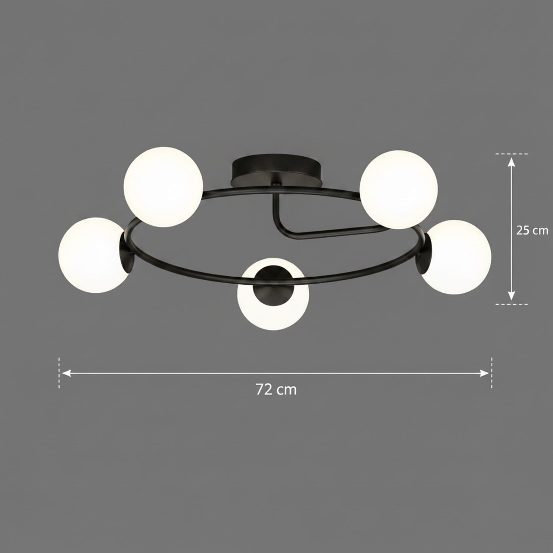 Lustra Flippy LED si cristal ORBIT, 72cm, 5xE27, Globuri, Negru — imagine 4