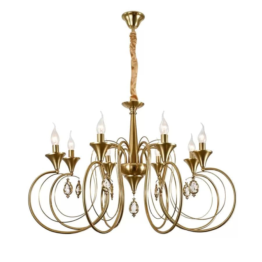 Candelabru Cristal 8x E14 Auriu Inaltime Reglabila — imagine 2