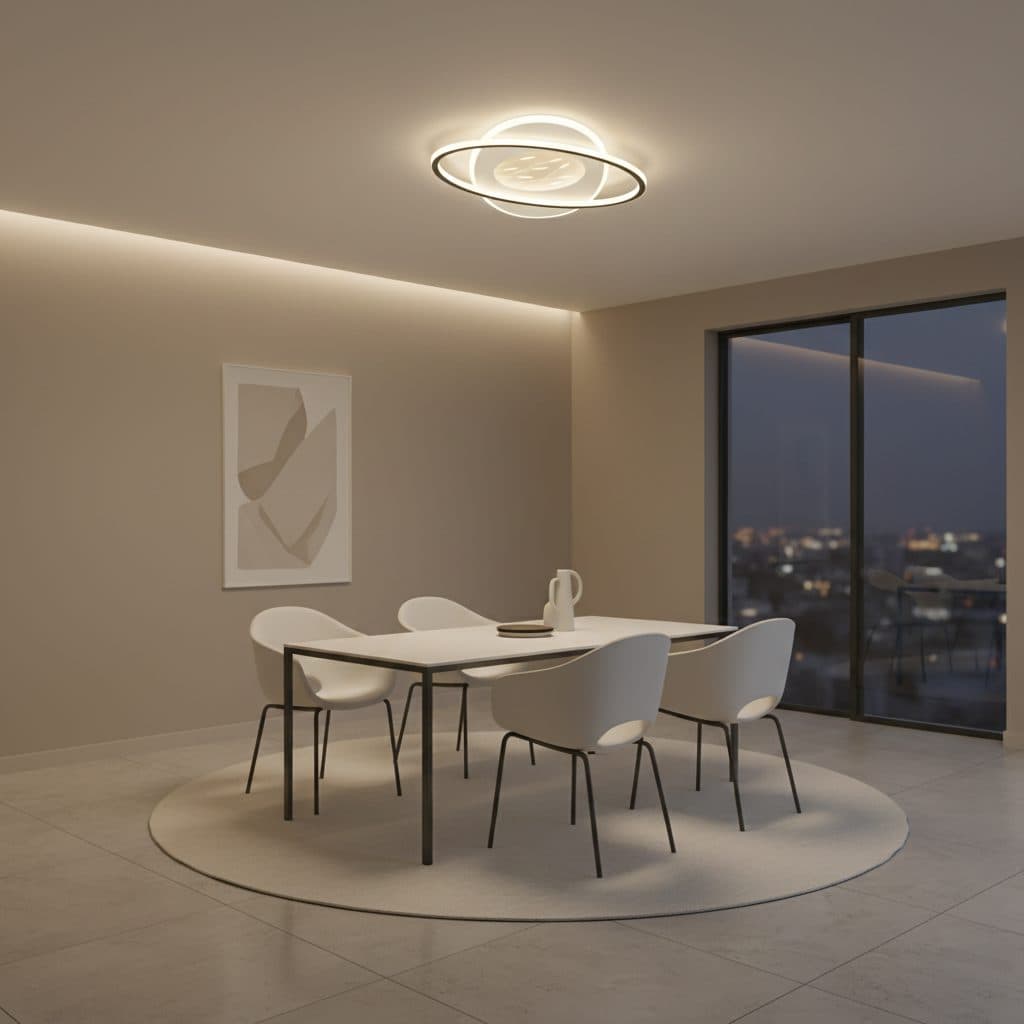 Lustra LED Ovală 96W cu telecomanda, Negru — imagine 5