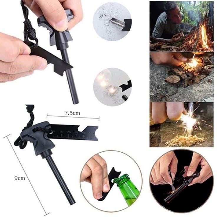 Kit supravietuire Flippy, set 40 accesorii si instrumente, model Army, negru — imagine 5