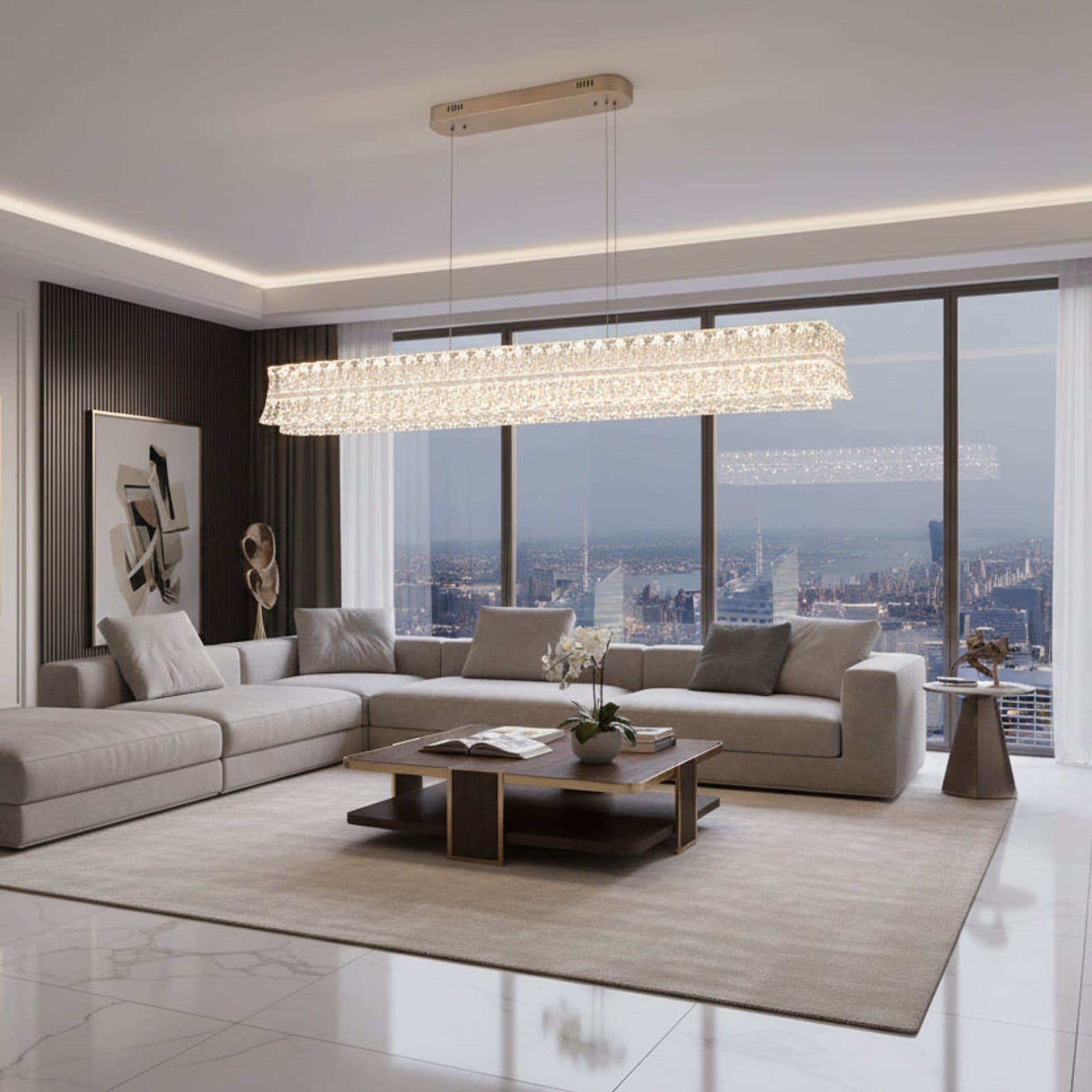 Lustra LED Flippy Suspendata Liniara 160W Auriu — imagine 1