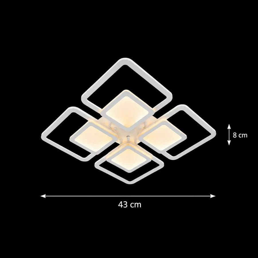 Lustra LED 96W 4 Patrate Flippy Alb Mat — imagine 6