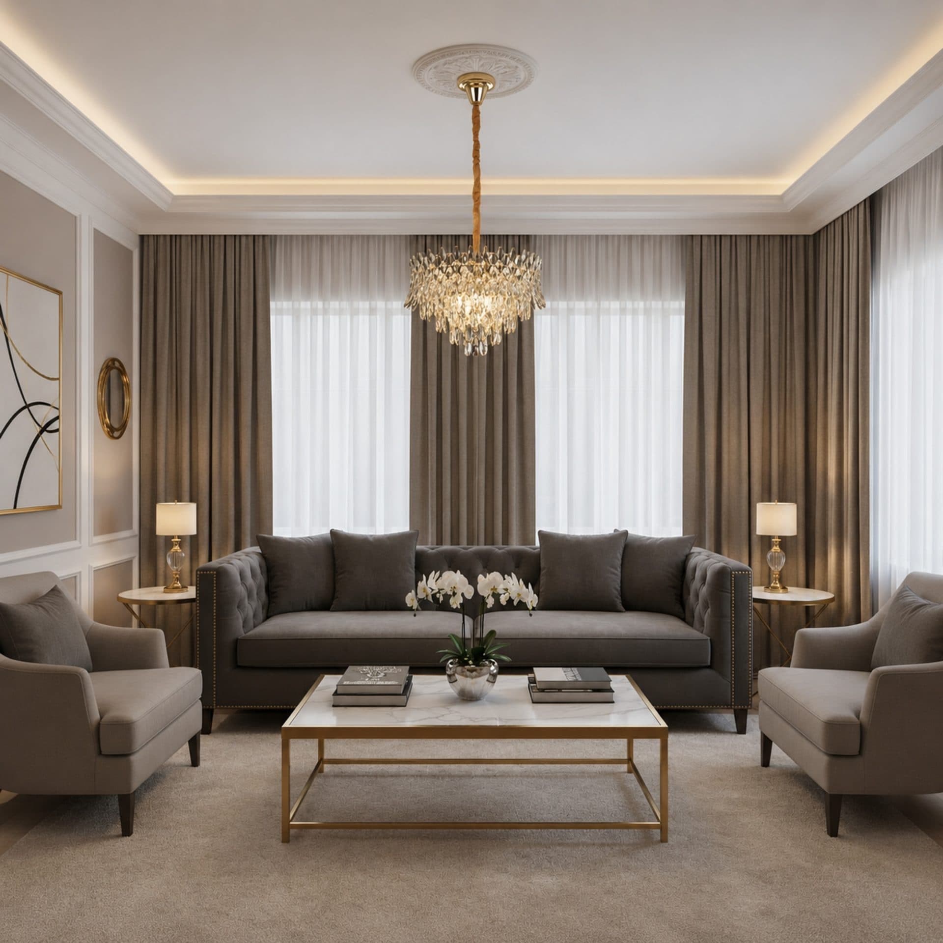 Candelabru Flippy Cristal MONARCH Nobile 3xE14 Auriu Lucios — imagine 1