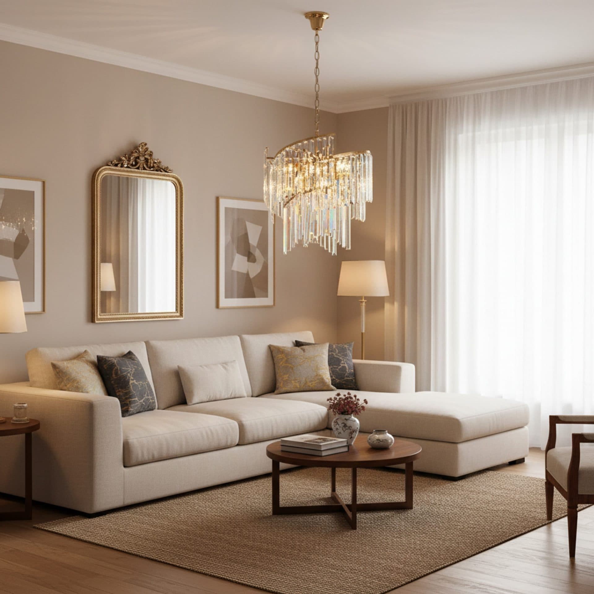 Candelabru Flippy Cristal TWEEZE Eleganza 50cm 9x E14 Auriu — imagine 1