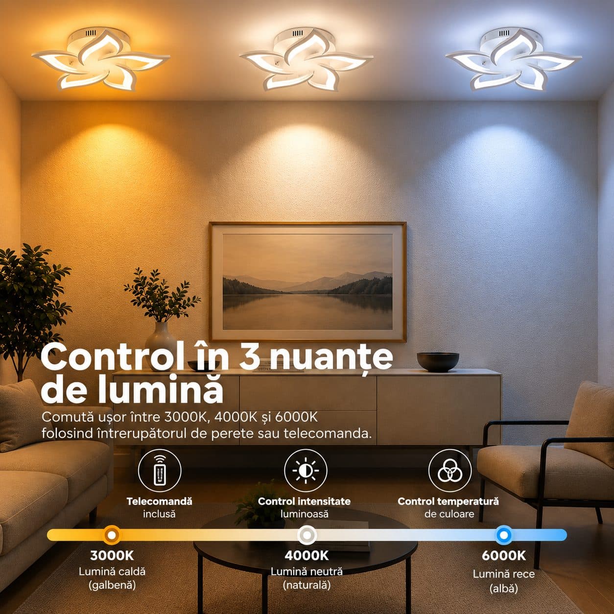 Lustra LED cu telecomanda Flippy LOTUS 54W — imagine 4