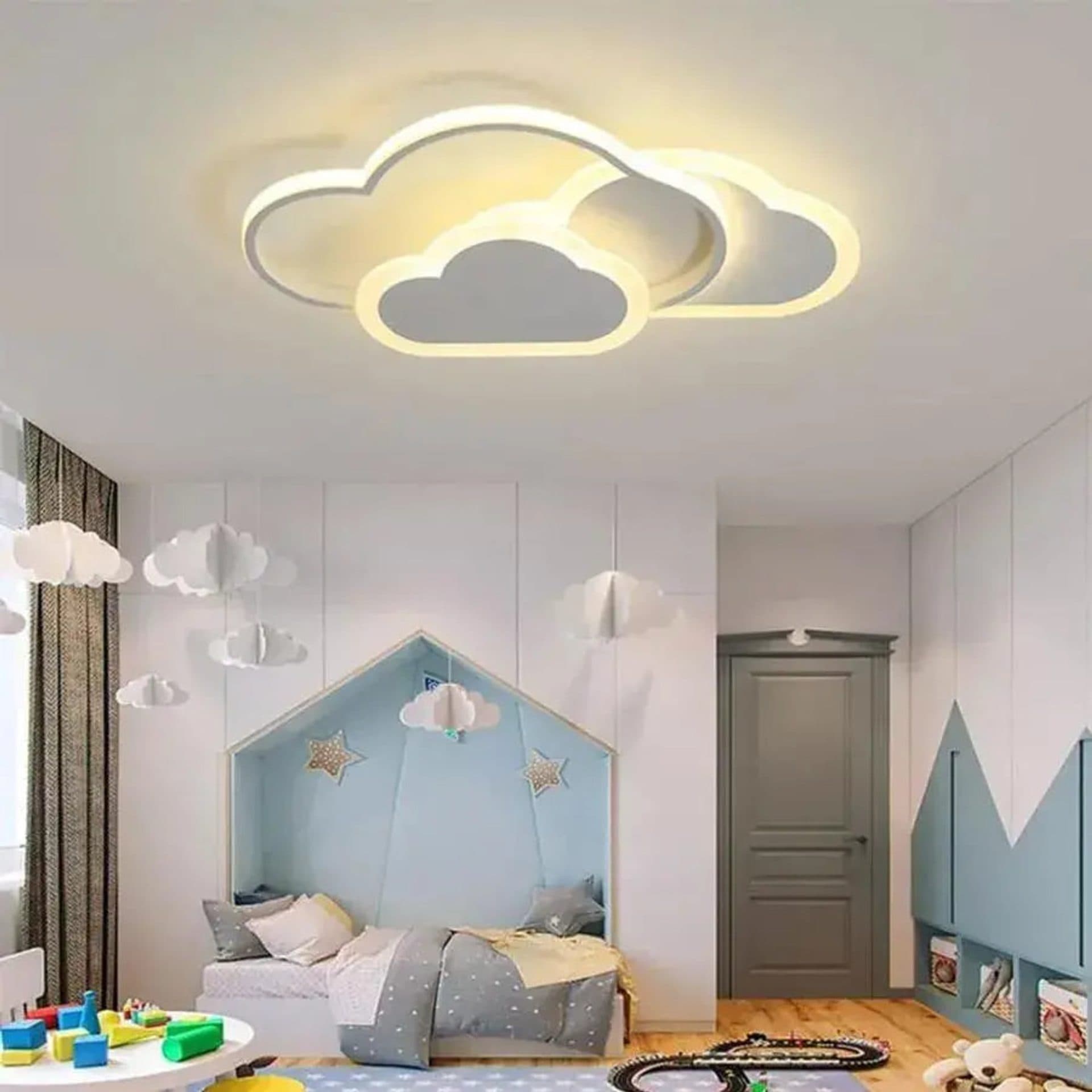 Lustra LED Flippy cu Telecomanda, 48W, 3 Nori, lumina Rece/Calda/Neutra, Dimabila, Alb — imagine 1
