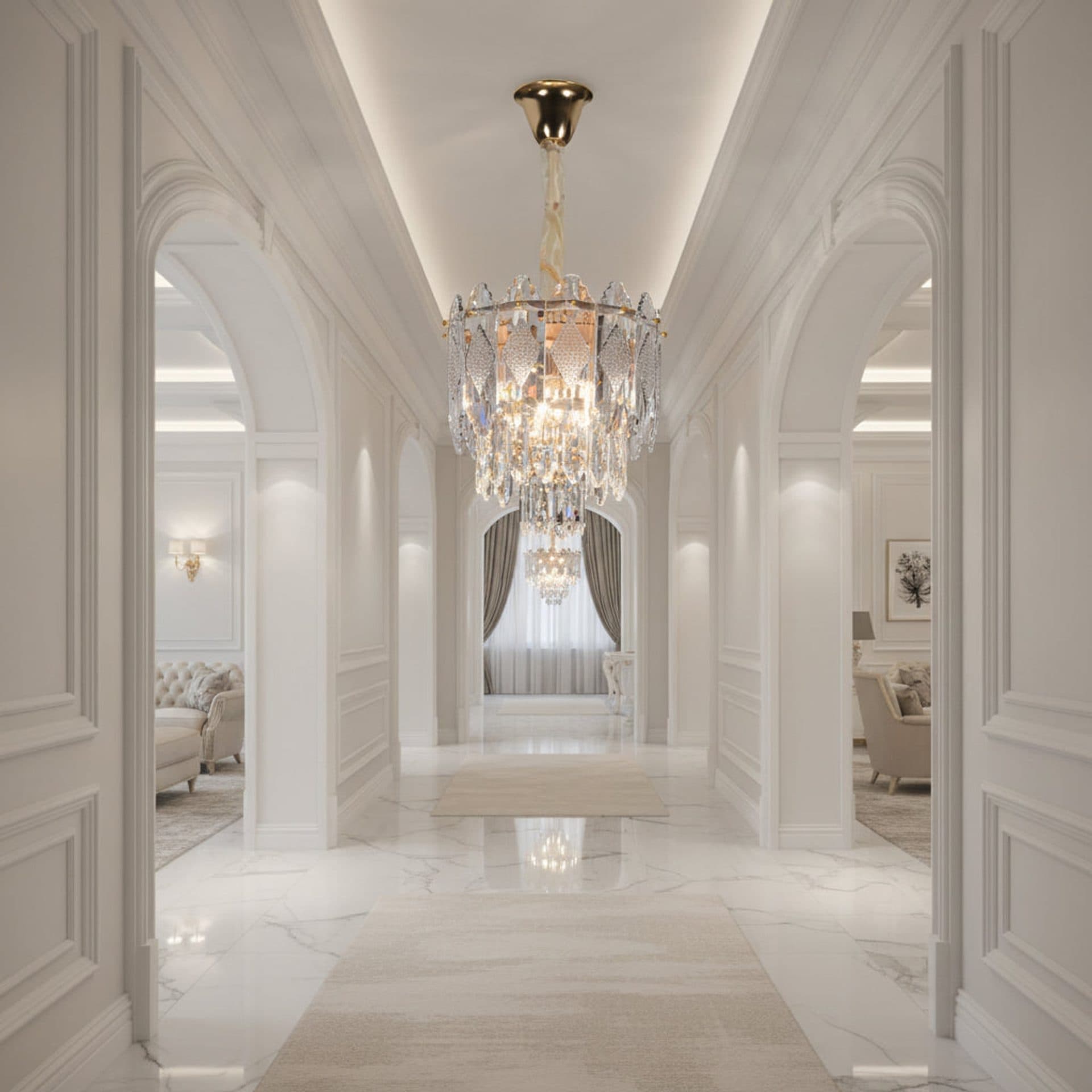 Candelabru Flippy Cristal VELVET Petito 3x E14 Auriu Inaltime Reglabila — imagine 2