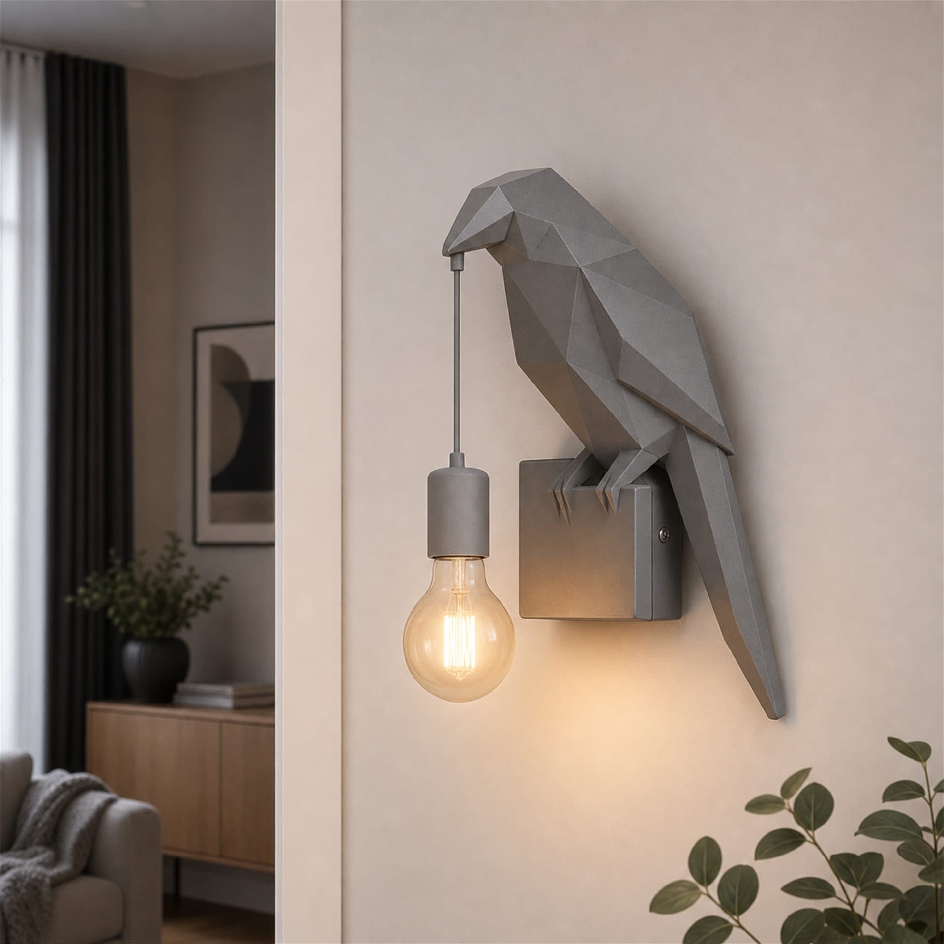 Aplica de perete decorativa Flippy CORVUS Gri 40x18cm Soclu E27 — imagine 5