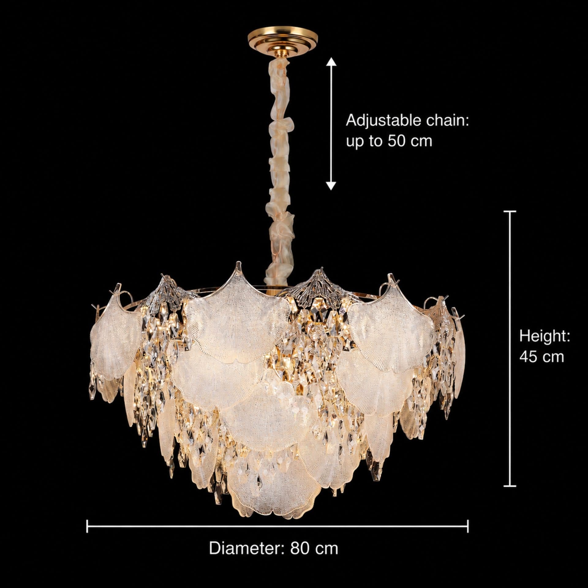Candelabru Flippy Cristal LUXE Regalis 21xE14 Auriu Lucios Inaltime Reglabila — imagine 4